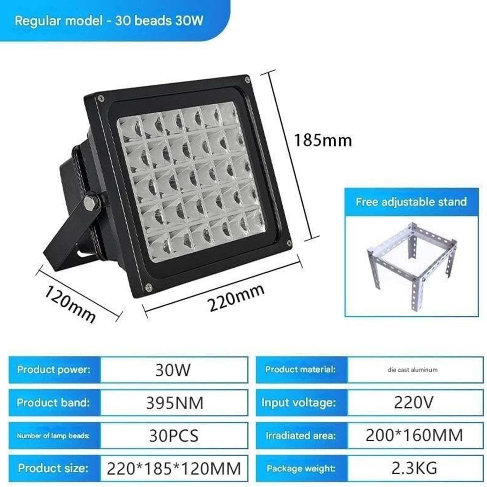 Bezcieniowa lampa do polimeryzacji kleju, do żywic i atramentów LED o wysokiej energii - lampy do napromieniowania i gotowania o dużej mocy w świetle ultrafioletowym (50 w)