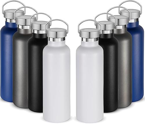 Miniatura 10 de Volhoply Botella de agua aislada de 24 onzas con boca estándar, tapa combinada de plástico y acero inoxidable, botella de agua de 304 18/8 de doble