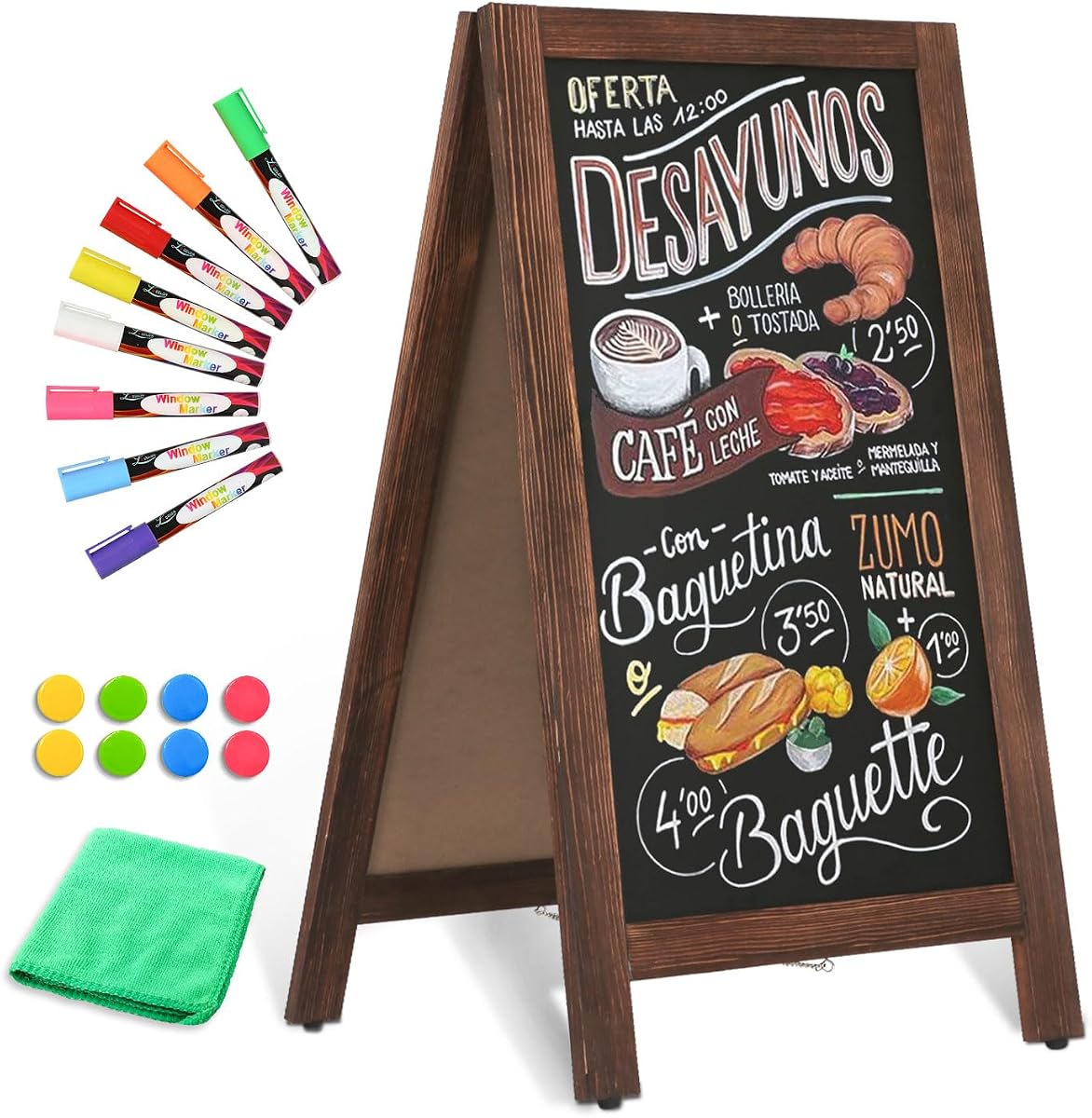 Double-Sided Magnetic 40x20 Brown Chalk Board