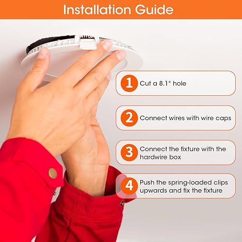 Miniatura 10 de Meconard Paquete de 4 lámparas de techo empotrables LED ultrafinas de 6 pulgadas, 3000 K/4000 K/5000 K seleccionables, regulables 12 W = 110 W, 1050