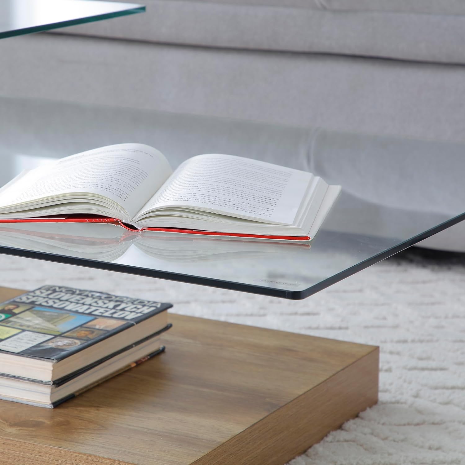 Coffee Tables for Living Room, Round Glass Coffee Table with Wooden Base Mid-Century Modern End Table, Round Coffee Table for Living Room, Office, Balcony (Wood)