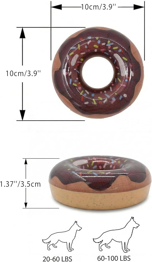 Molaxpet Donut Dog Toys, Juguete Squeaky, Mordible TPR para Perros Pequeños a Medianos, Color Café miniatura 3