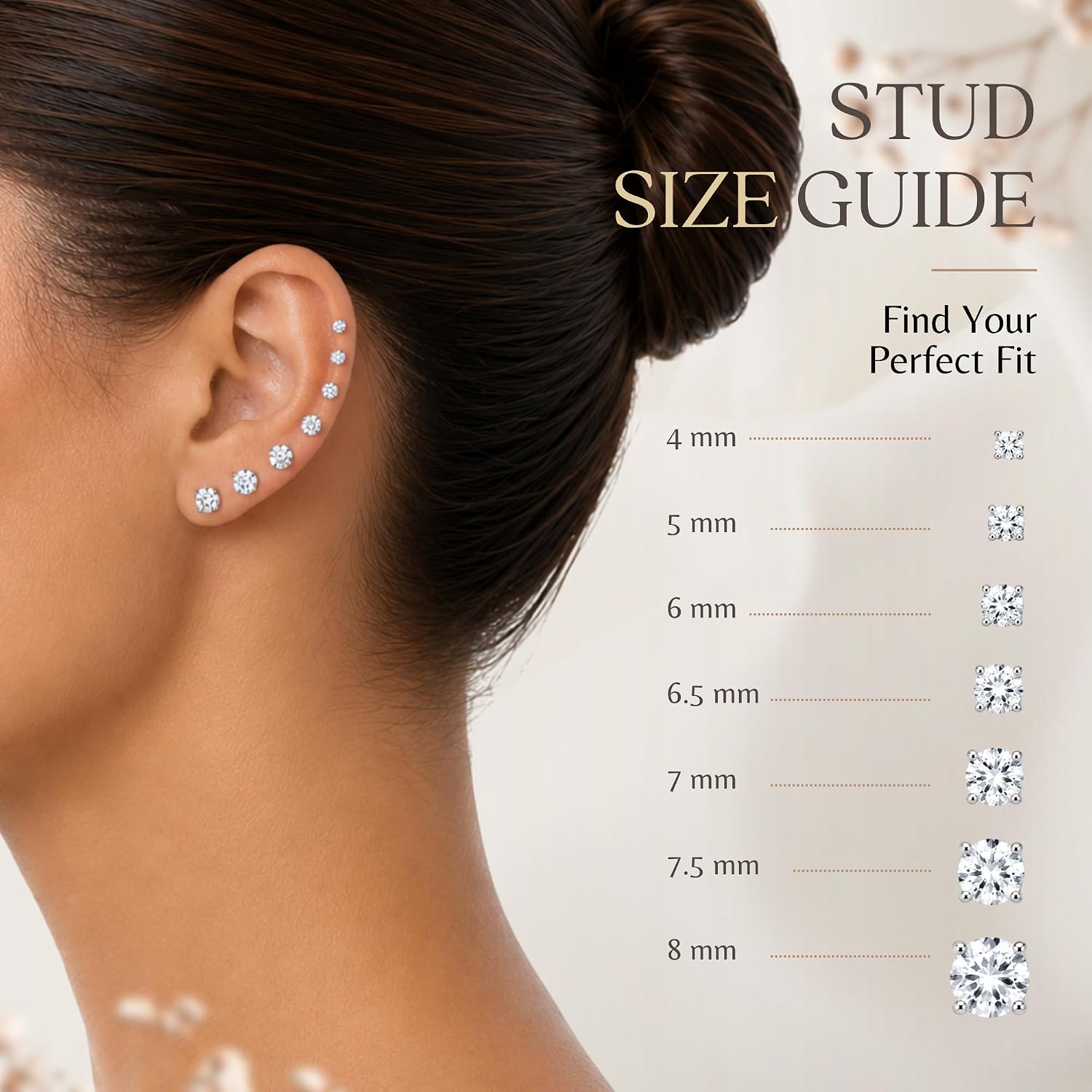 Genuine 925 Sterling Silver Stud Earrings for Women with Round Solitaire Gemstone | Hypoallergenic, Non-Tarnish & Nickel-Free | With Gift Box & Pouch | 18K Gold Plated & Silver Settings