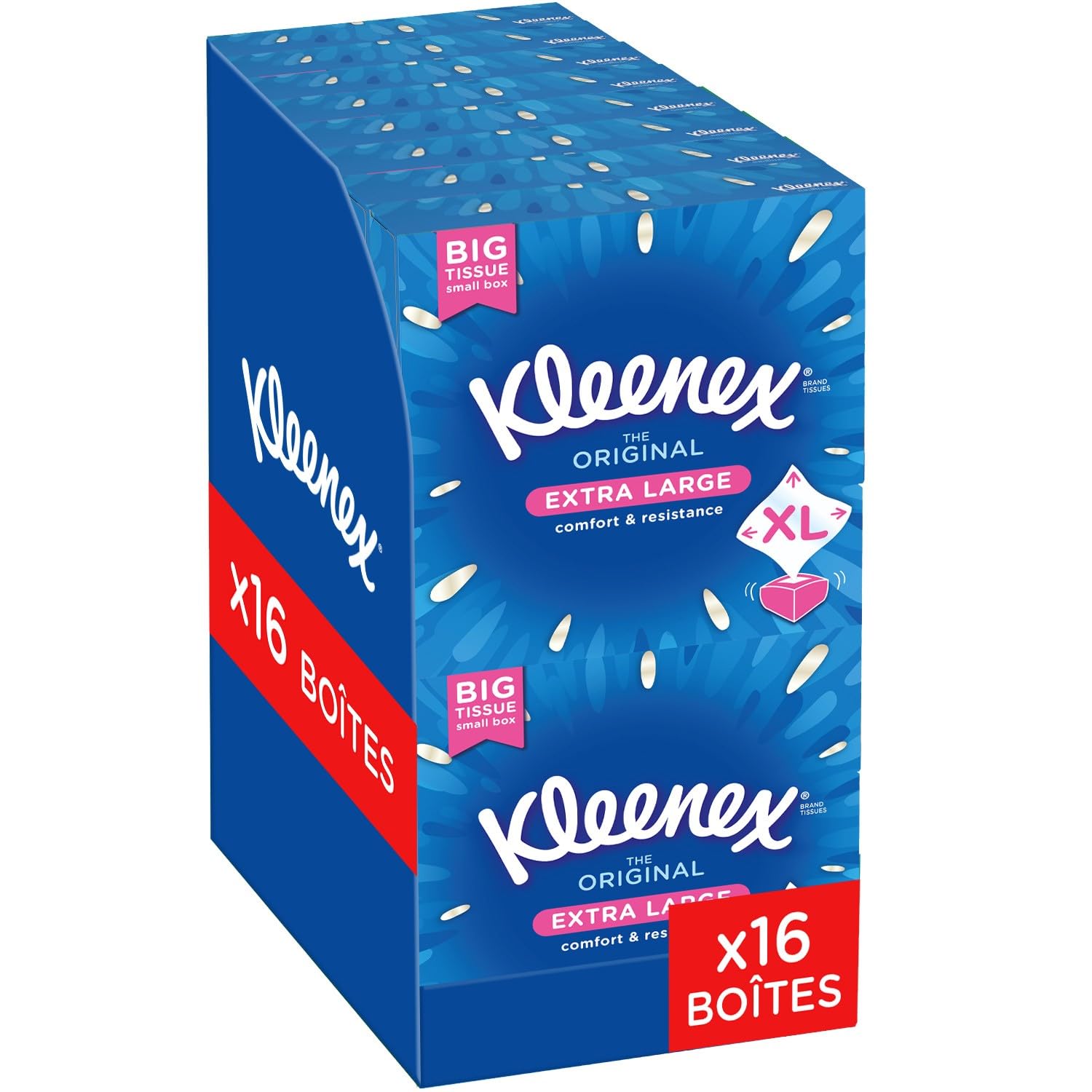 KLEENEX - Mouchoirs boîte Original XL (16 boites de 40 mouchoirs) - 2x plus grand* - doux et résistant