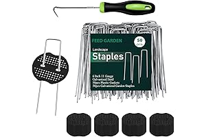 FEED GARDEN 6 Inch 50 Pcs Galvanized Landscape Staples, 50 Pcs Gaskets...