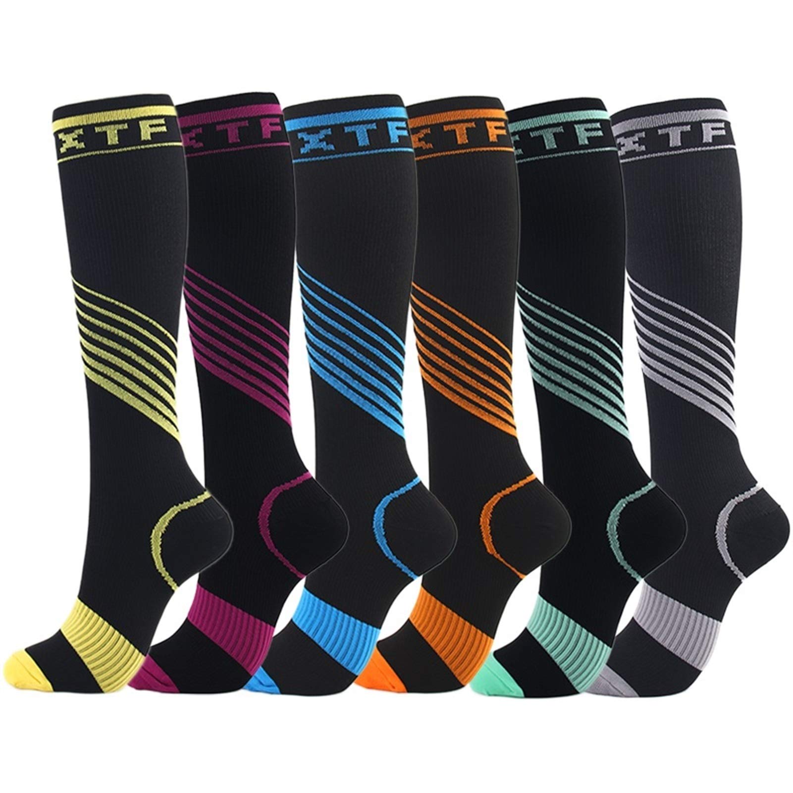 Hombres Mujeres Calcetines De Compresión para Calcetines De Compresión Deportivos para La Rodilla Anti Fatiga Evita Calcetines Cálida (Color : 4, Size : L-XL)