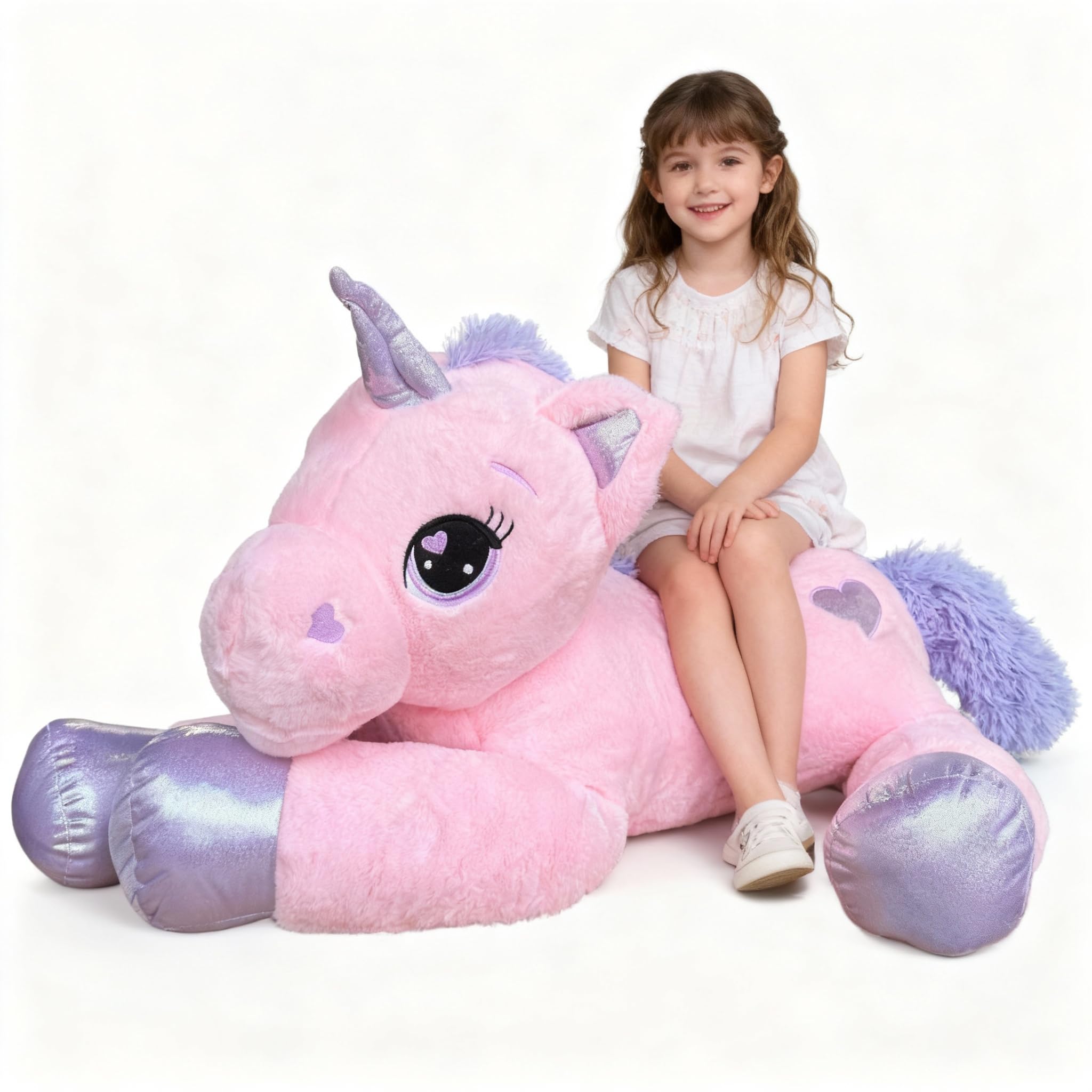 LG TRADERS LIMITED Unicorn Stuffed Animal Plush Toy - 4FT Large Unicorn Teddy Soft Toy - Huggable Soft Decorative Pillow Ideal for Gift, Birthdays and Special Occasions