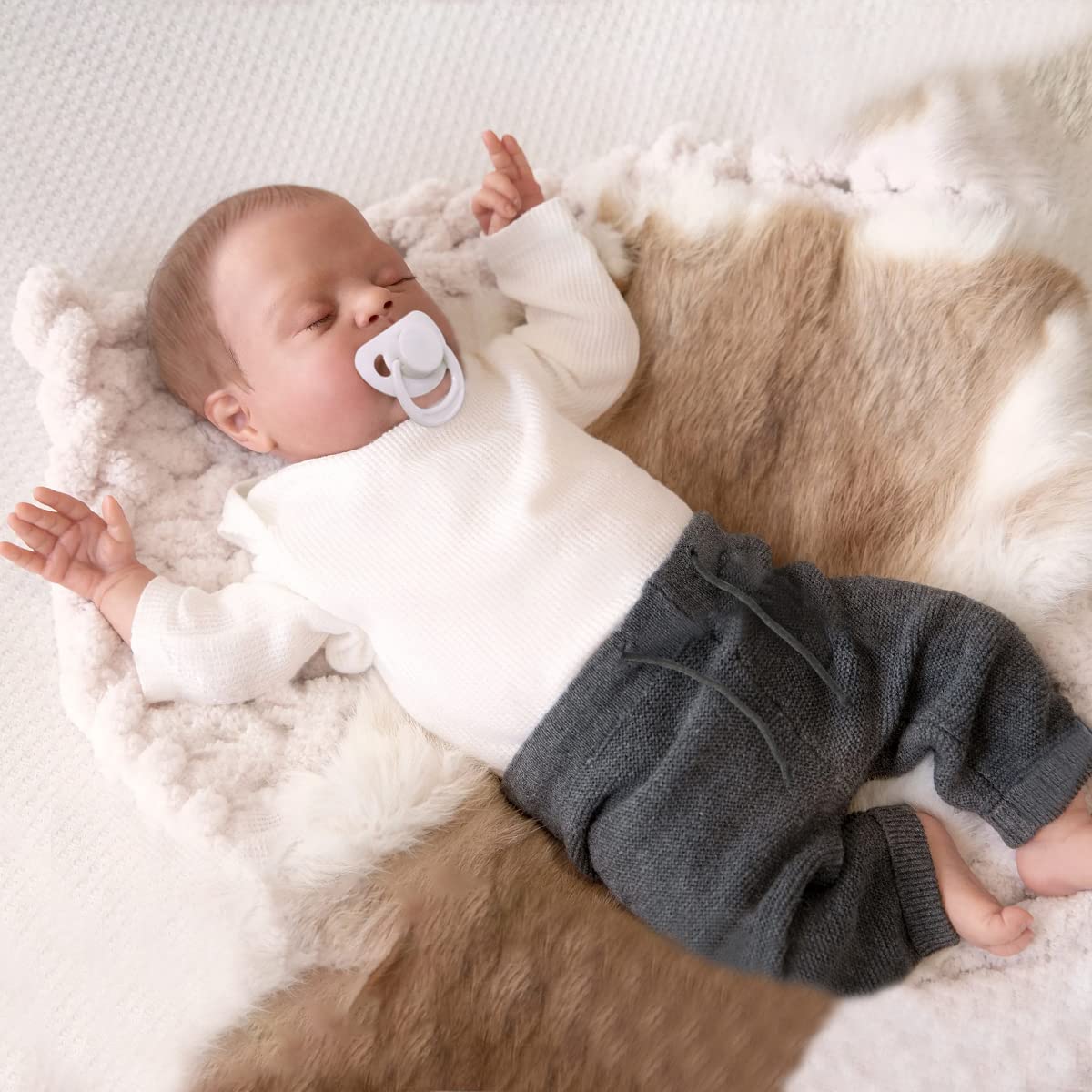 KSBDReborn Baby Dolls Remi, 18 inch Realistic Veins Newborn Baby Boy Doll, Lifelike Vinyl Reborn Doll with Weighted Cloth Body, Handmade Advanced Painted Gift Set for Kids Age 3+