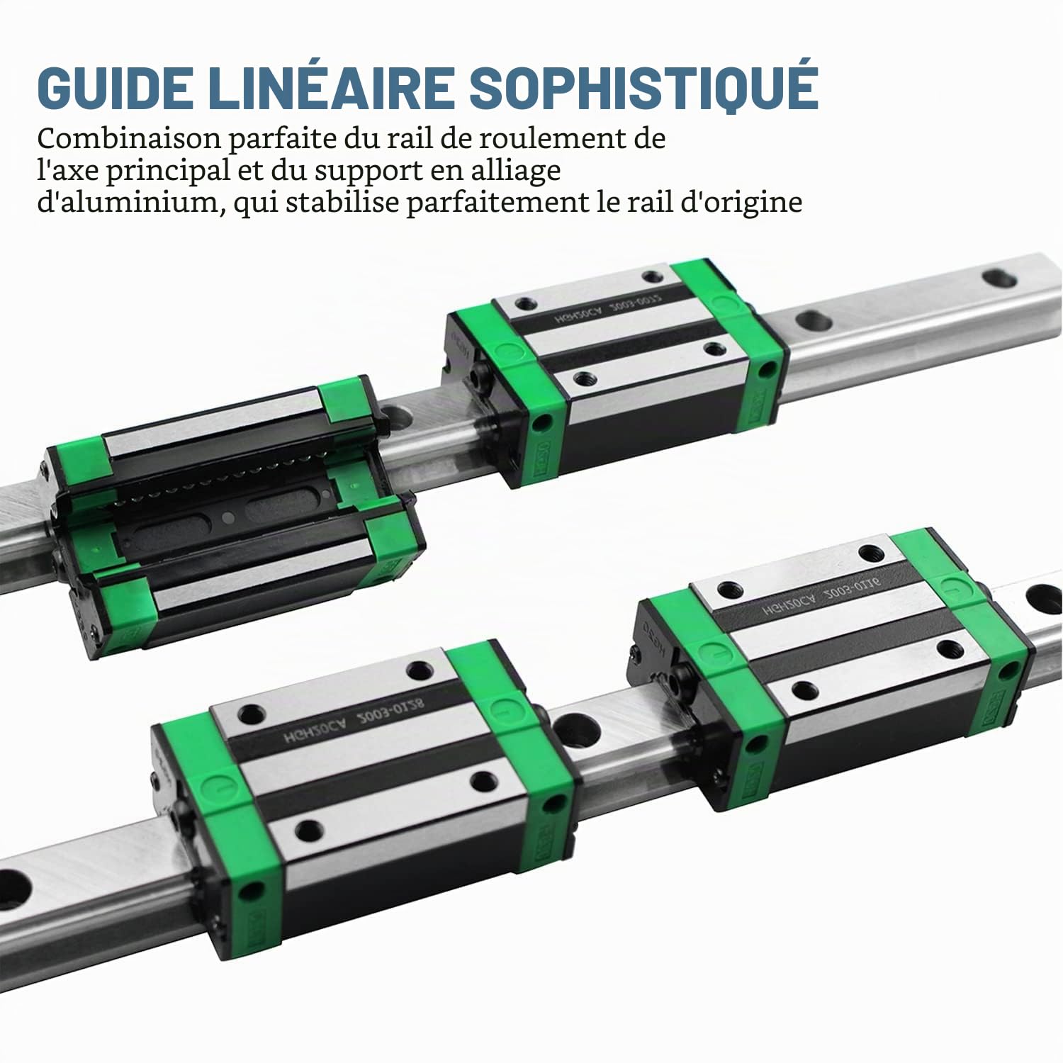 CNCMANS Guide linéaire 2 HGR20 1000mm Rail de guidage linéaire avec 4 blocs de roulement HGH20CA bloc coulissant, Rails et Roulements Linéaires pour machines automatisées