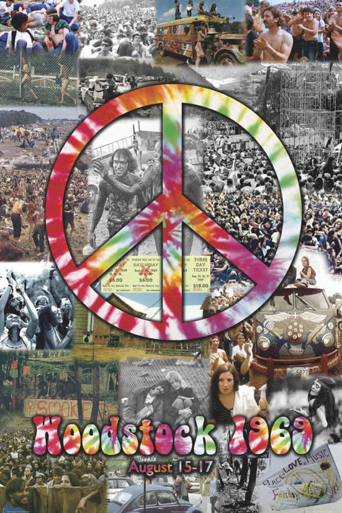 Woodstock Peace Collage Music Poster Print - 24x36 College Poster Print, 24x36