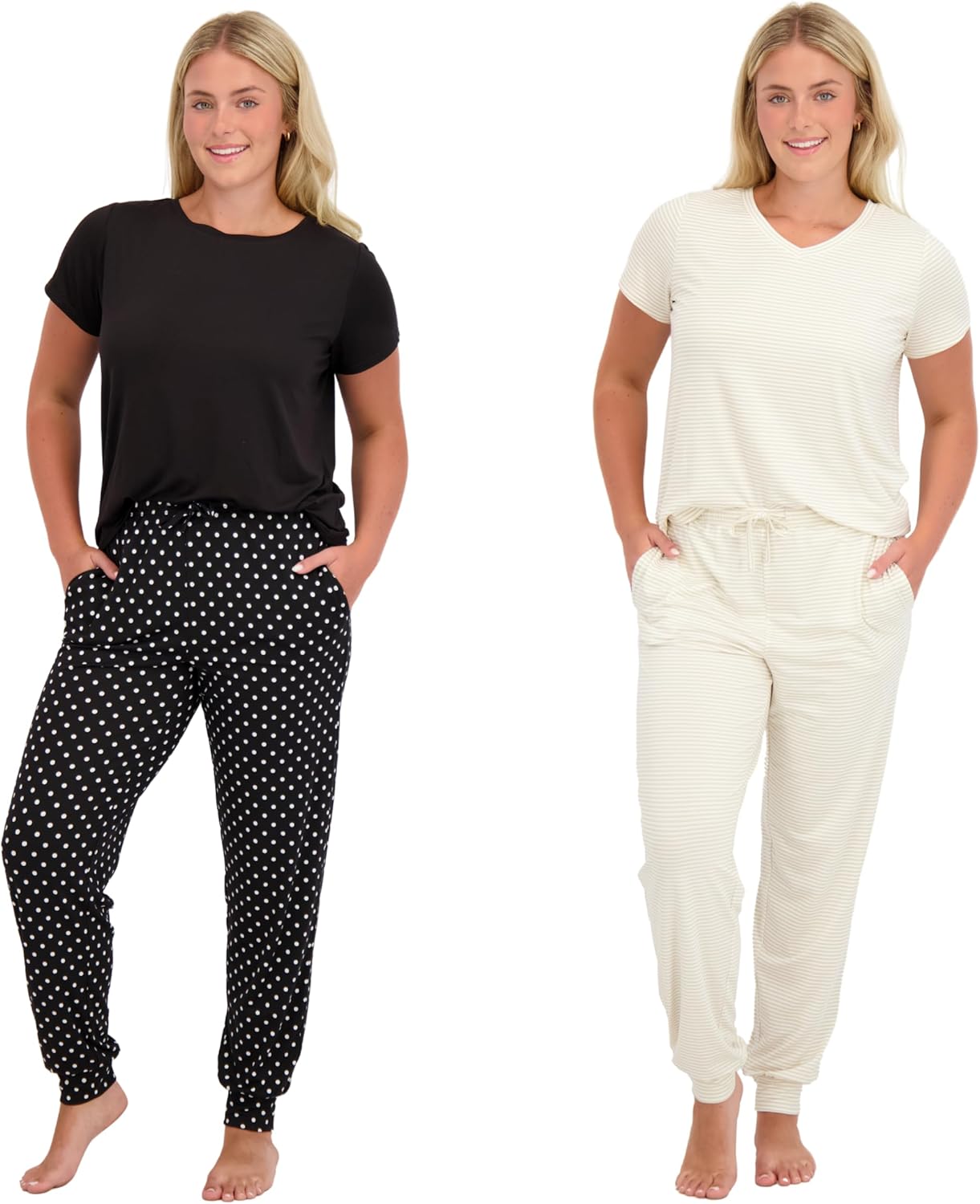 Blush by Us Angels Ultra Soft Women's Pajama Set, Breathable Light Stretchy, Ladies Lounge Set, 4-Piece PJ Set