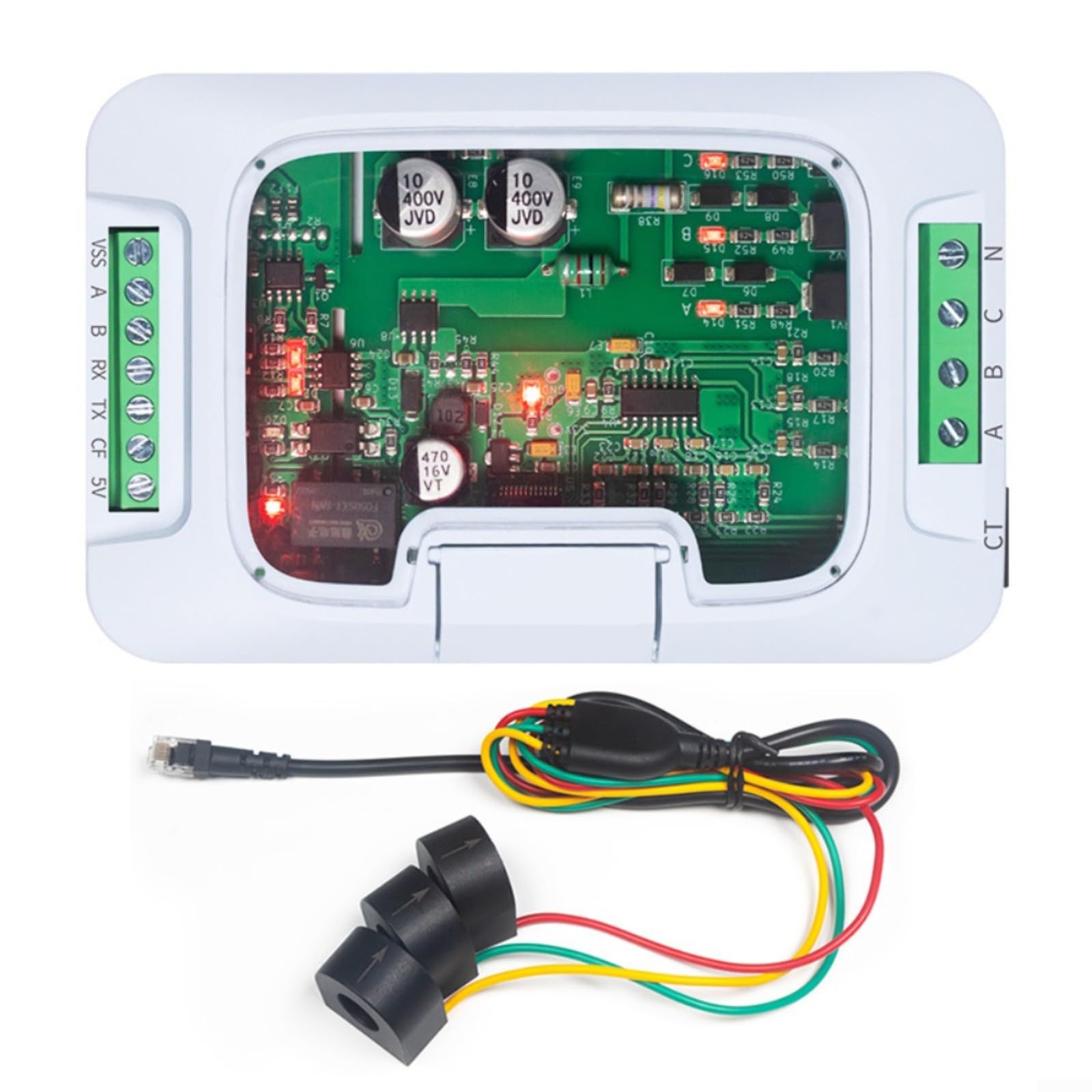 Para medidor de energía trifásico PZEM-6L24 para RS485 para monitor Modbus con analizador de corriente de voltaje de potencia reactiva activa para automatización industrial y (Host +
