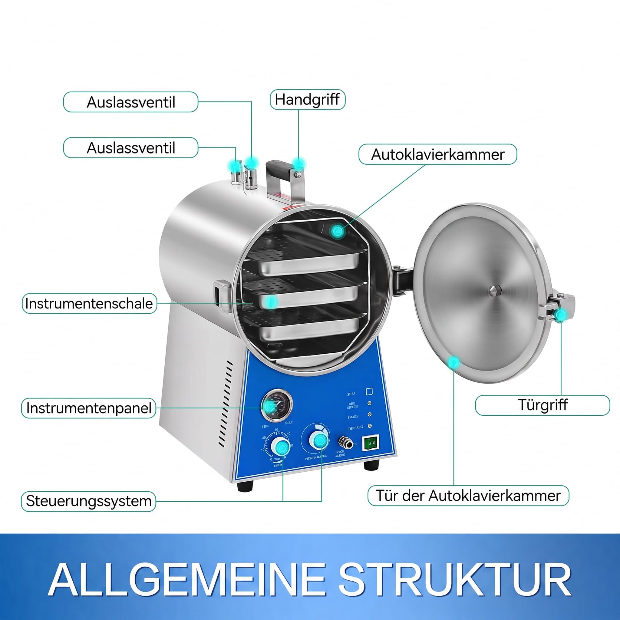 24L automatisch Tischplatte Hochdruck Dampf Autoklav Sterilisator Edelstahl