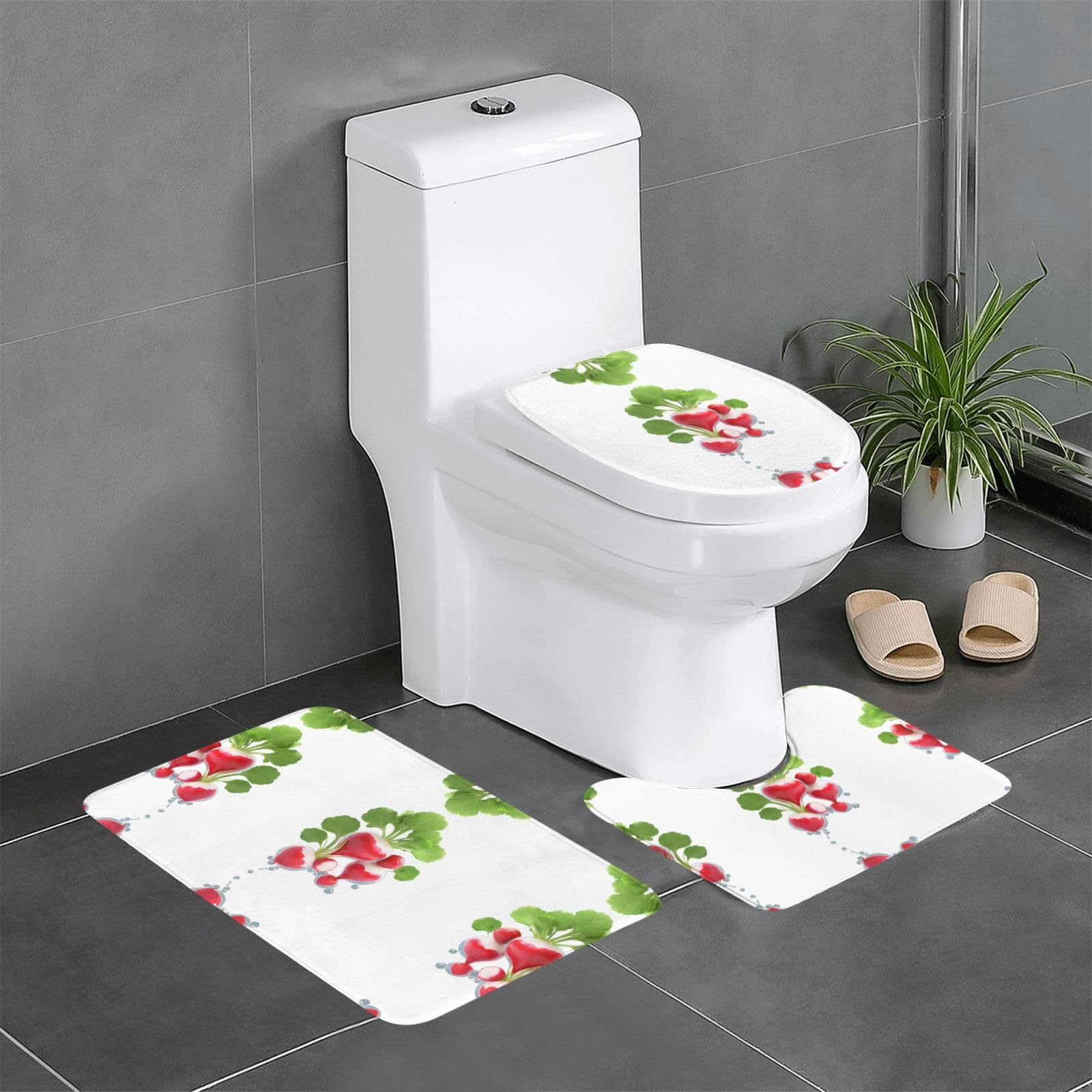 Tapis de salle de bain ultra absorbant et durable WHJSSF lot de 3 motif fraise