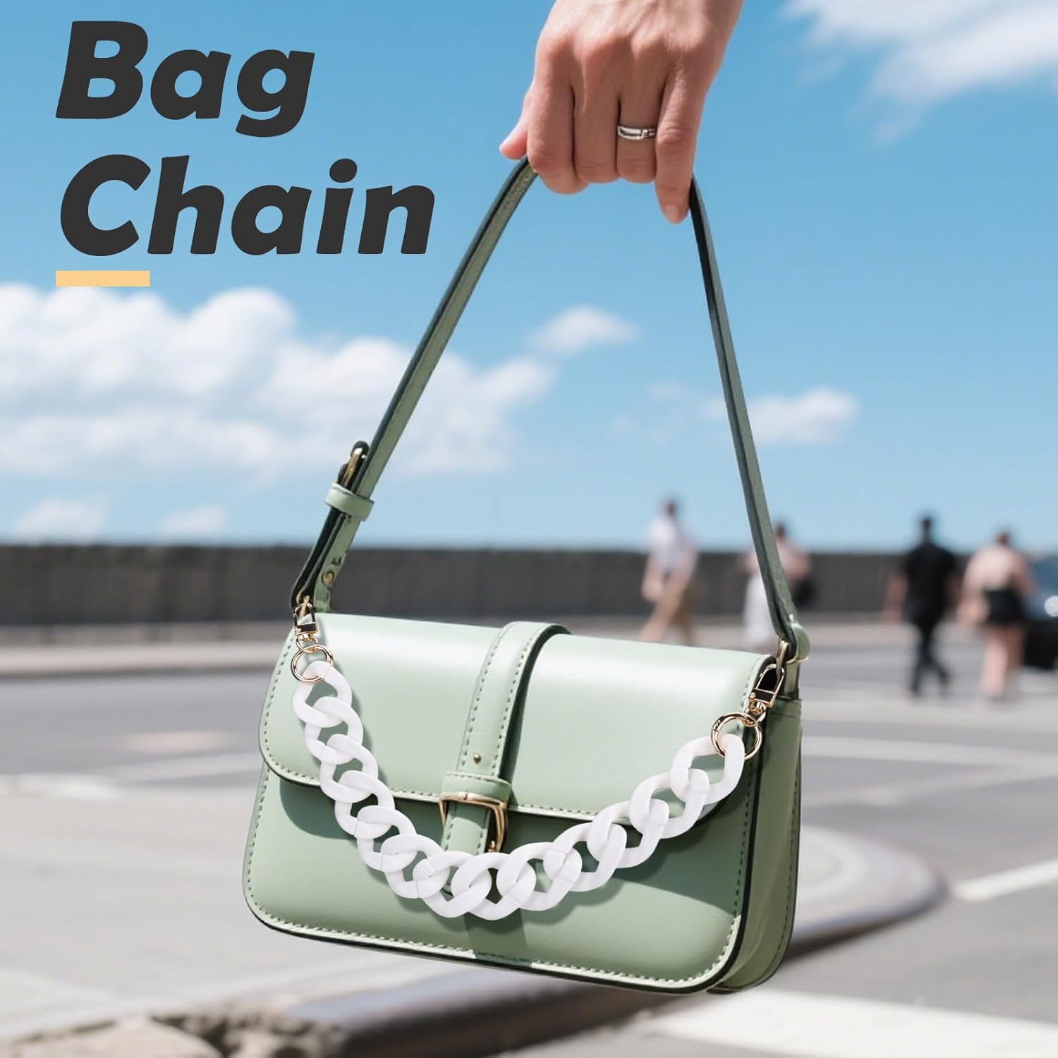 AIERSA Purse Charm Chain for Handbags,18in Short Bag Chain Strap for Purse,Acrylic Bag Shoulder Chains,Decorative Replacement Accessories Chains for DIY Crafts-White - Image 2