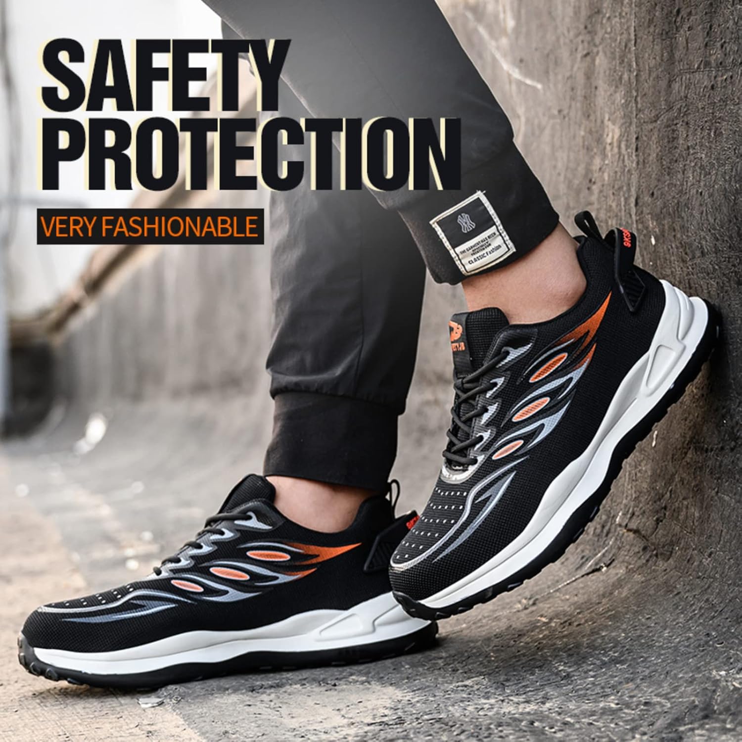 Micoklinlin Steel Toe Sneakers for Men Lightweight Breathable Work Safety Shoes Smash and Puncture Resistant Hiking Shoes
