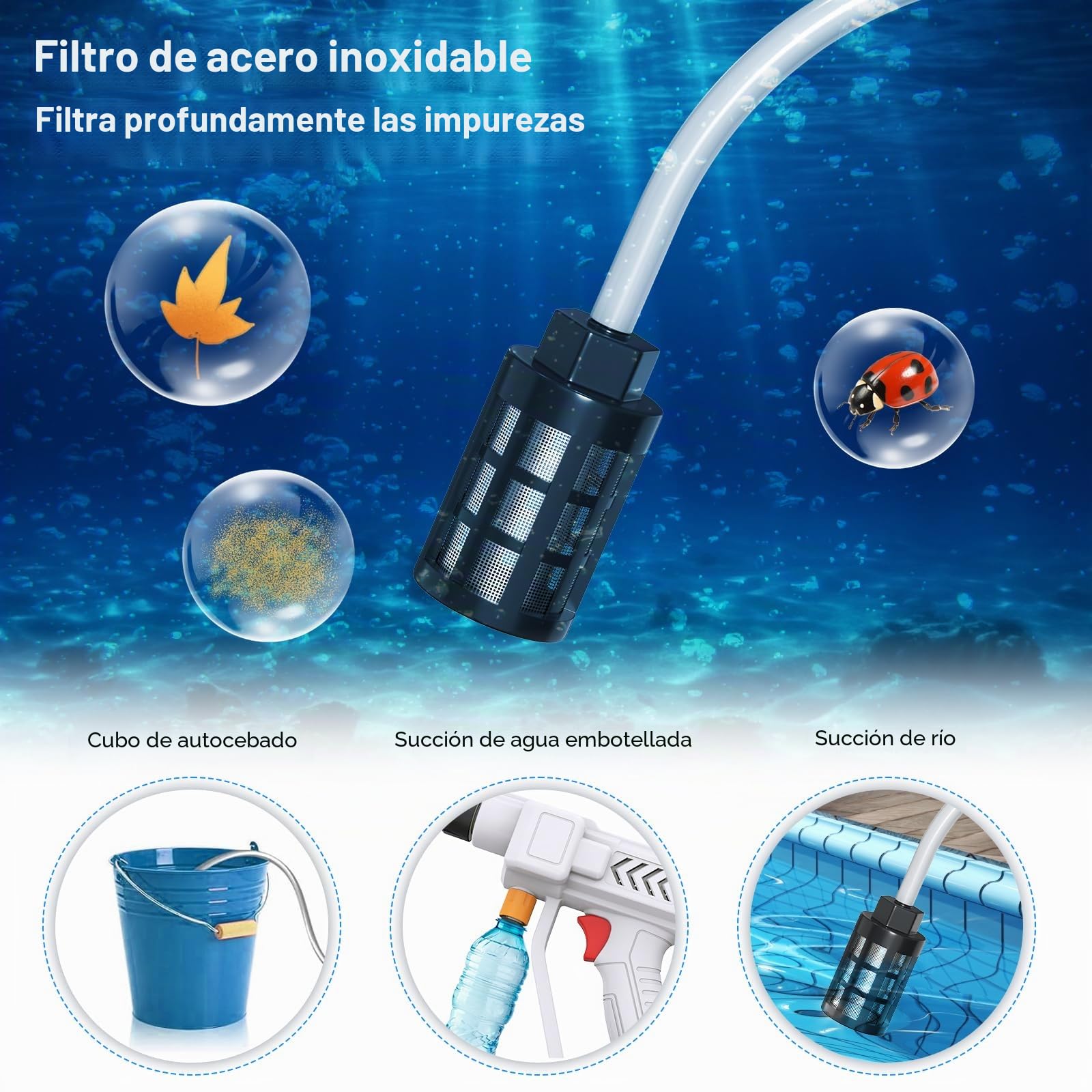 Hidrolimpiadora de Alta Presión Inalámbrica, Hidrolimpiadora Portátil, Pistola de Agua a Presión, Boquilla 6 en 1, 2 Baterías, Manguera de 5m, Ideal para Coches, Ventanas, Jardines y Piscinas