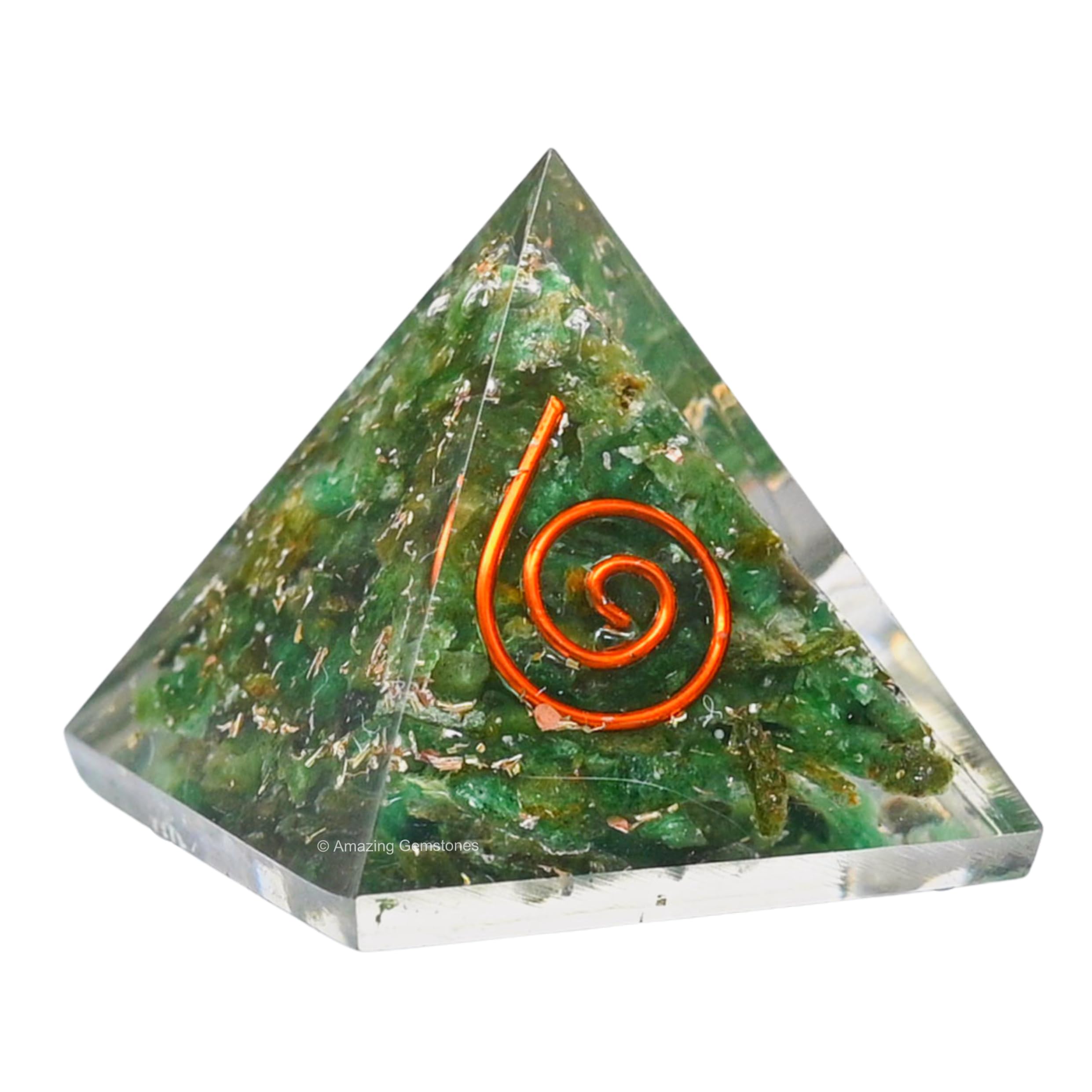Green Aventurine Orgone Pyramid - 30mm Small Orgonite Pyramids with Crystals and Healing Stones - Authentic Organite Gifts