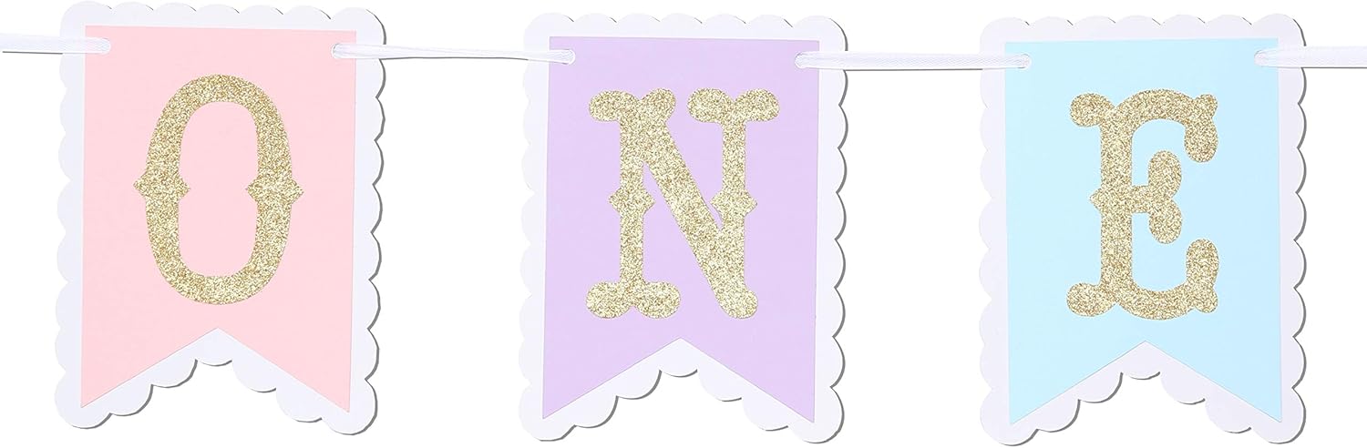 Rainbow High Chair Banner for 1st Birthday - Baby Girl Smash Cake for Photo Props, First Birthday Photo Background, Macarons Color(Rainbow High Chair Banner)