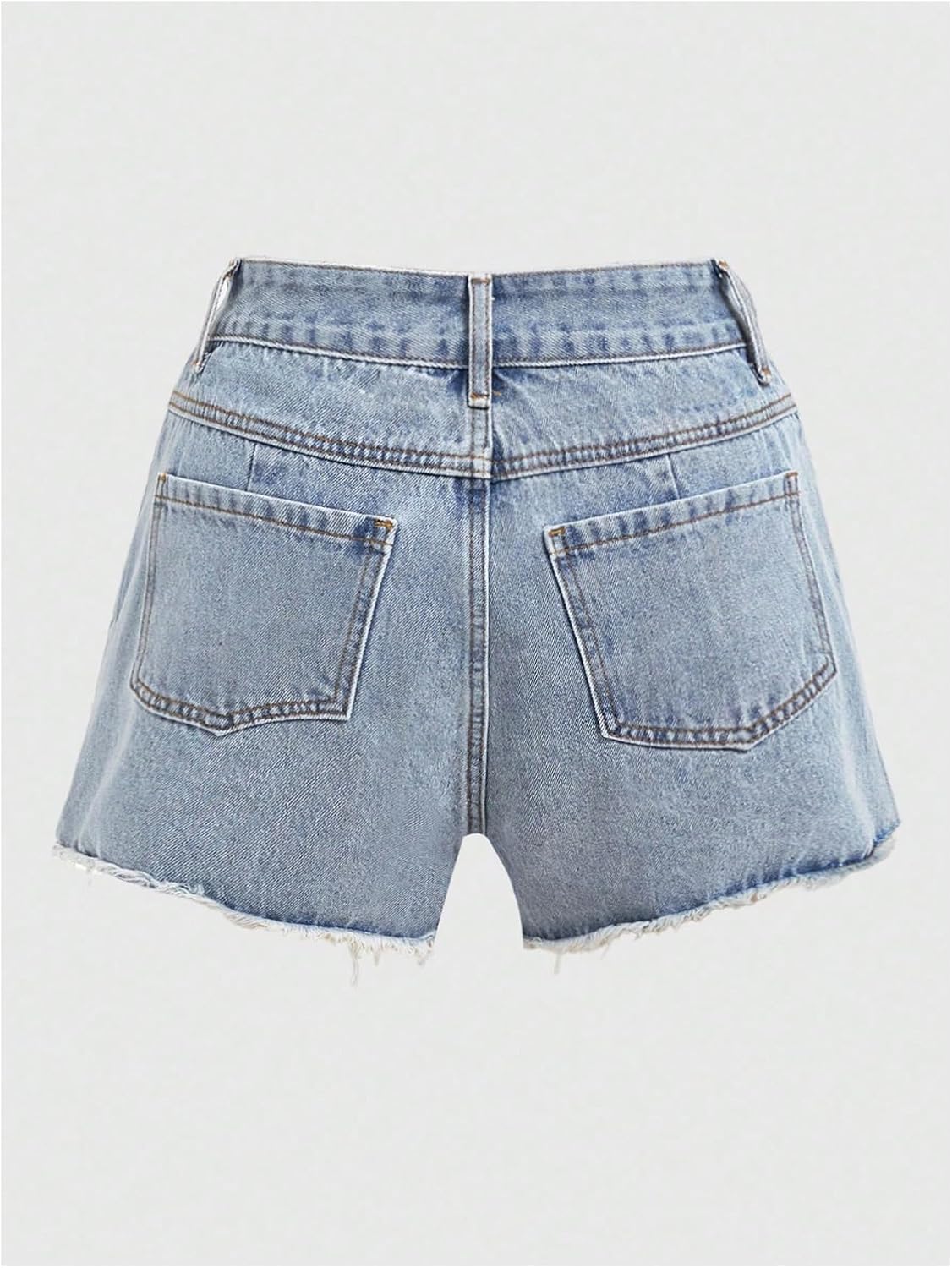 MAKEMECHIC Women's Floral Jean Shorts High Waist Embroidery Raw Hem Denim Short