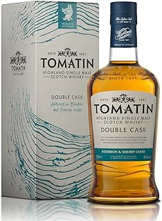 Tomatin Single Malt Scotch Whisky Double Cask Highland Single Malt Whisky Matured in Bourbon Sherry Casks 40 AlcVol 70cl Glass Bottle in Gift Box