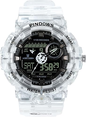 Miniatura 2 de Reloj deportivo digital para hombre, reloj digital militar impermeable para exteriores, pantalla LED de cara grande, doble dial y cronómetro, reloj