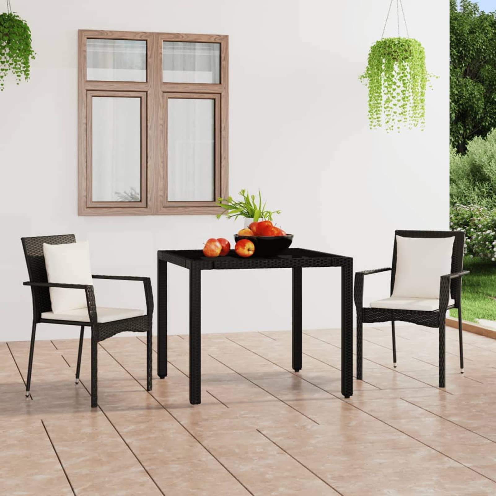 319877 Sedie da Giardino con Cuscini 2 pz in Polyrattan Nere Testata in Legno,Testata Letto Matrimoniale Muebles Dormitorio Spalliera Letto Testiere per Letto Matrimoniale