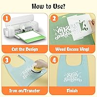 Vista 89 de HTVRONT - Rollos de vinilo termotransferible (HTV) blanco y negro, 12 pulgadas x 15 pies de vinilo de planchado para Cricut & Cameo, para camisas