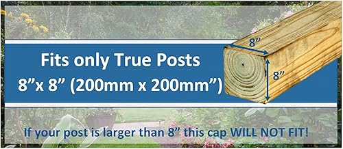 Miniatura 7 de Tapa de poste de cerca de pirámide de plástico negro True de 8 x 8 pulgadas (7.874in x 7.874in) con agujeros preperforados (1)