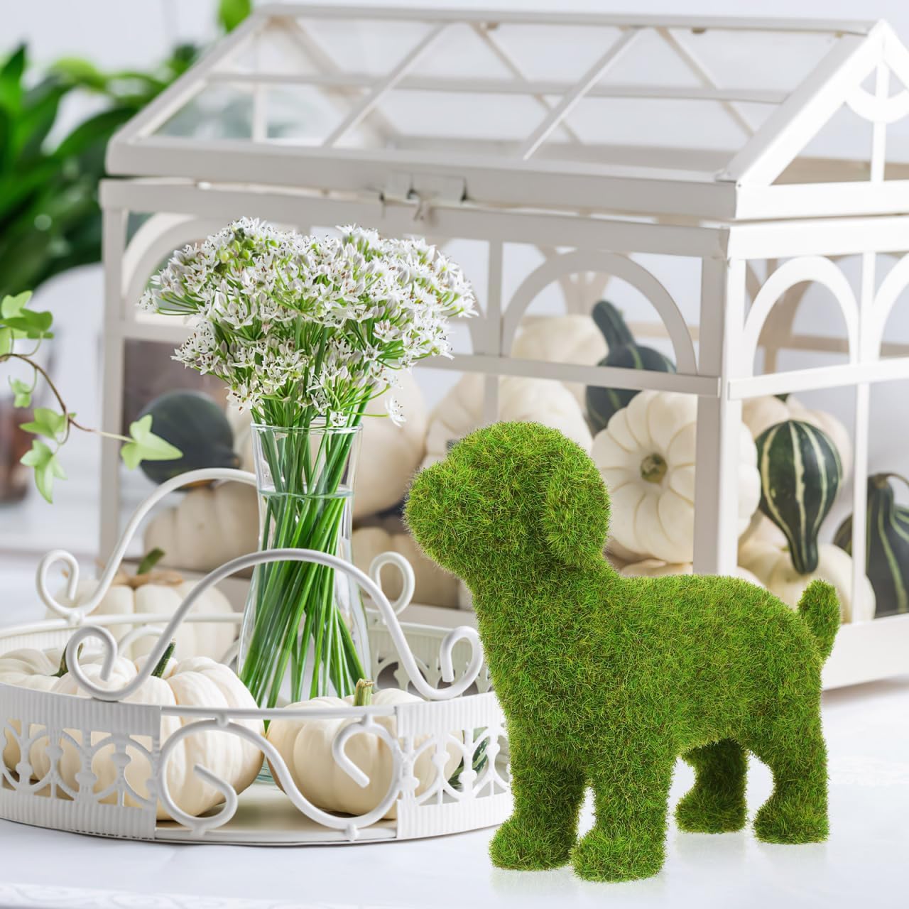European Style Dog Figurine 6.88 Inch Outdoor Garden Ornament with Yarn Flocking Realistic Dog Topiary for Patio Lawn Decor - Image 9