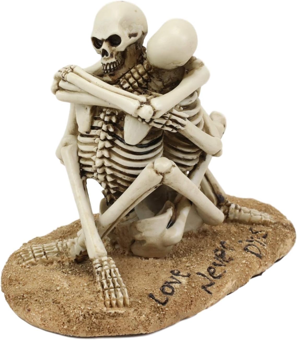 Ebros Love Never Dies Castaway Skeleton Couple Hugging Statue 6"Wide Day Of The Dead Decorative Valentine Skeletons Lovers Embracing Figurine
