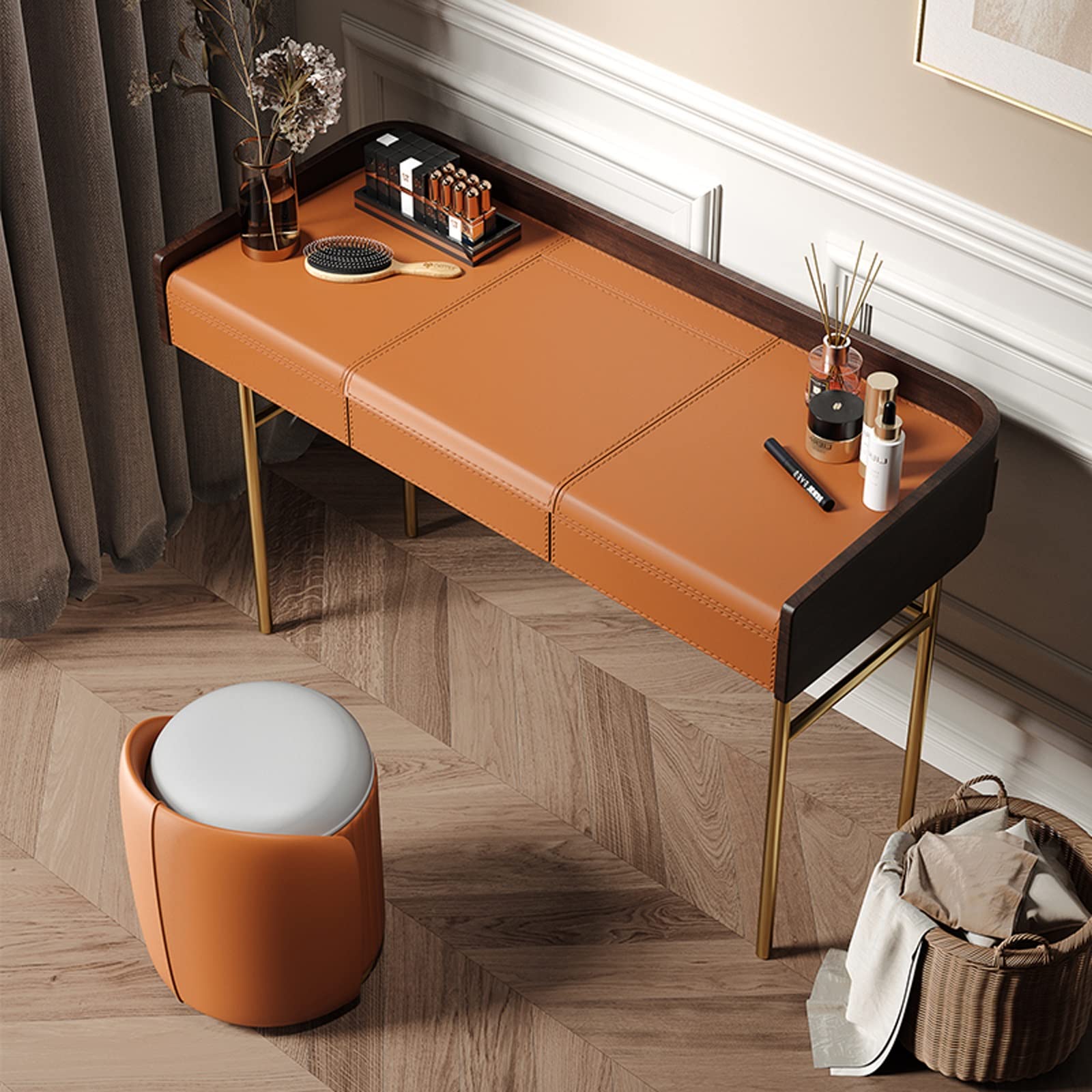 leather dresser with mirror Amazon.com: AMONG Vanity Desk Dresser Dresser Bedroom Slate Leather Makeup Table LED Makeup Mirror with Drawer Storage Gold Plated Dresser Bedroom Makeup Table (Size : 80cm) : Home & Kitchen