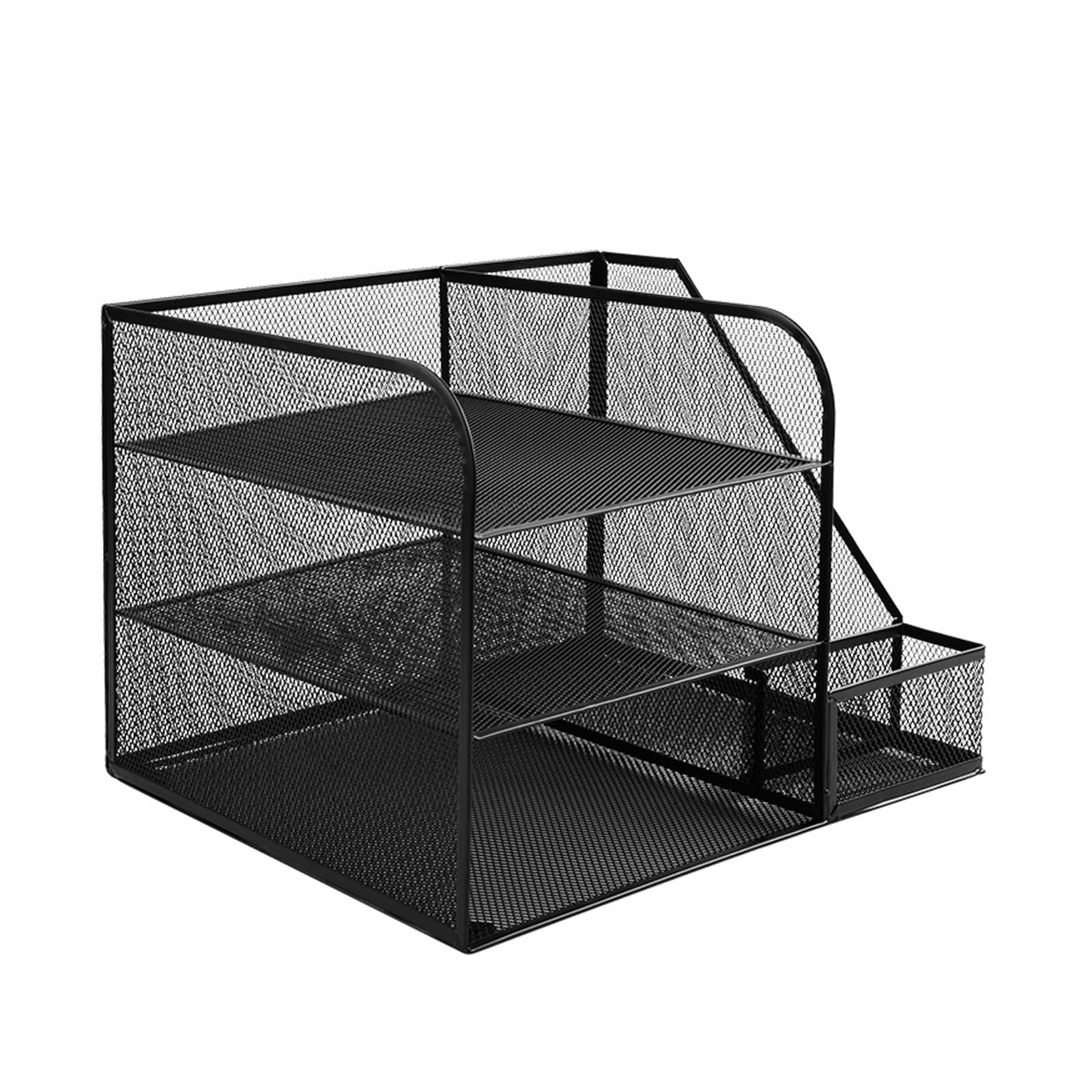 Multipurpose Document Organiser 3-Tiered Paper File Tray Document Organiser with Magazine Rack for School Supply Desk Storage Rack