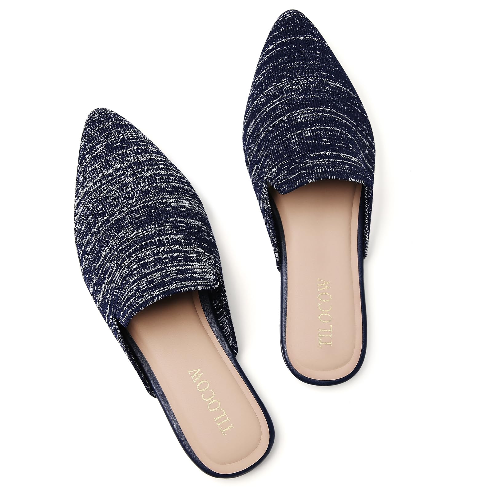 Tilocow Knit Mules Office Slip on Loafers Business Casual Flats for Women