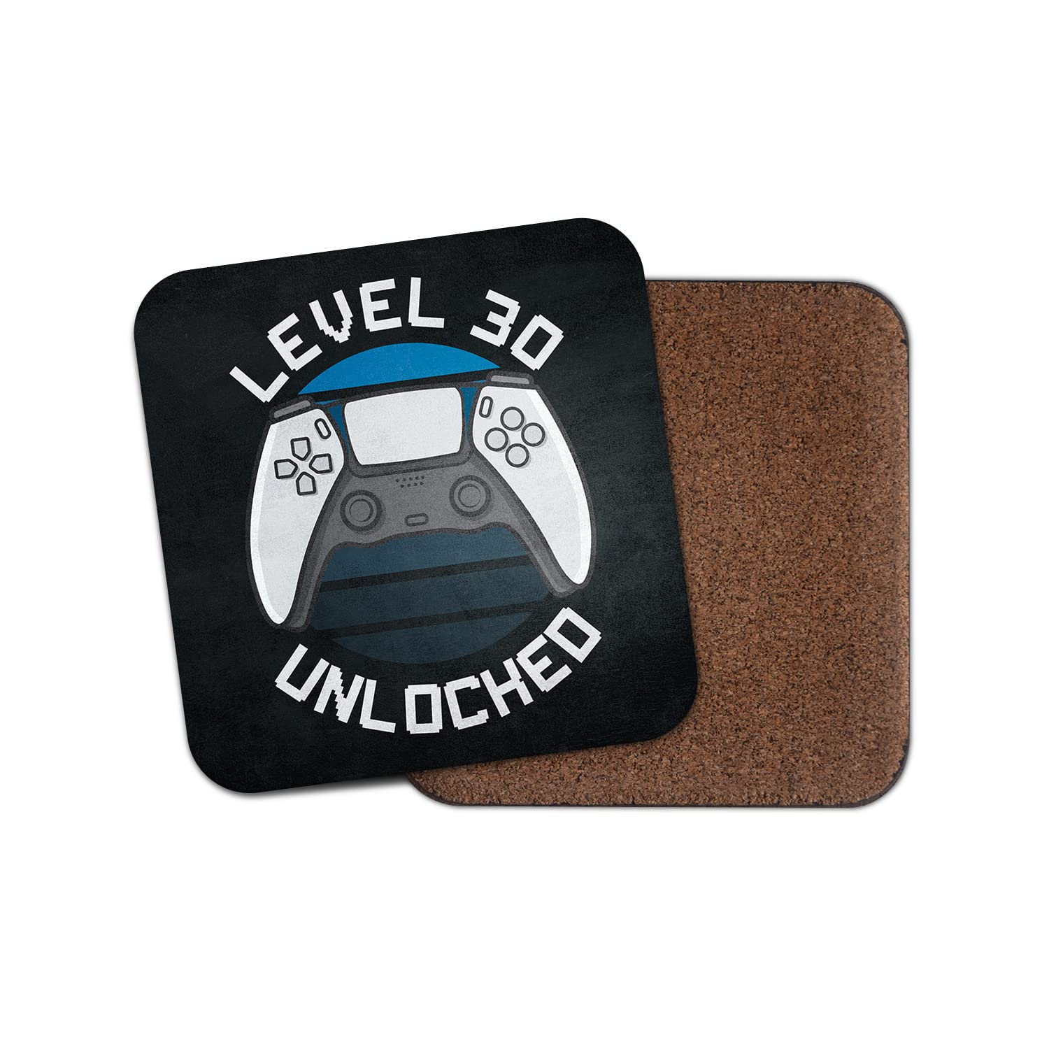 Dv Design Men's Multicolor Square Single Coaster - Happy Birthday Level 30 Unlocked Gamer Gaming Controller Thirty 30Th Teen Boys Gift #77816