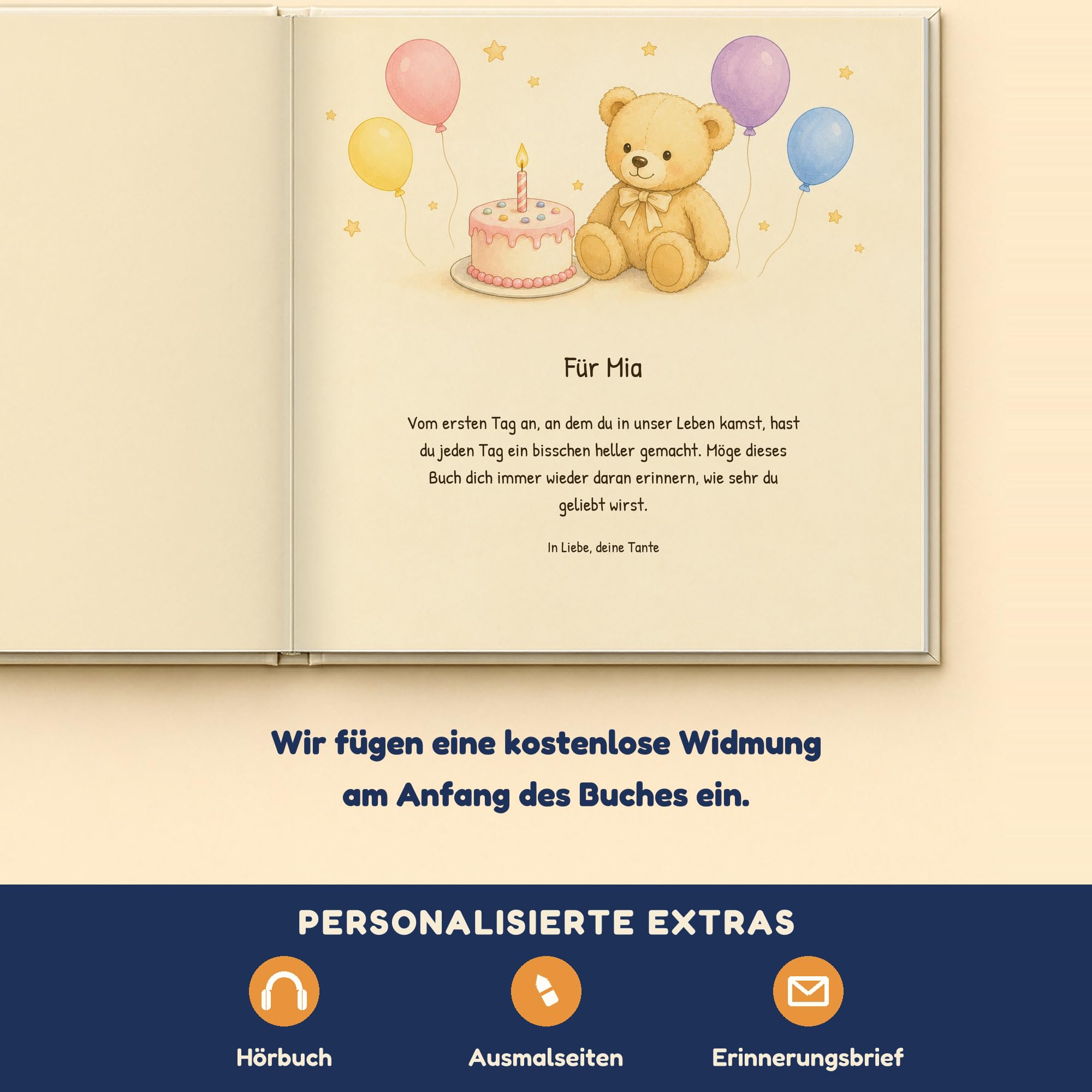 Personalisiertes Kinderbuch mit Namen zum 1. Geburtstag - Babybuch Mädchen, Figur frei wählbar - Hardcover inkl. Hörbuch - Geschenk für Enkelin & Patenkind