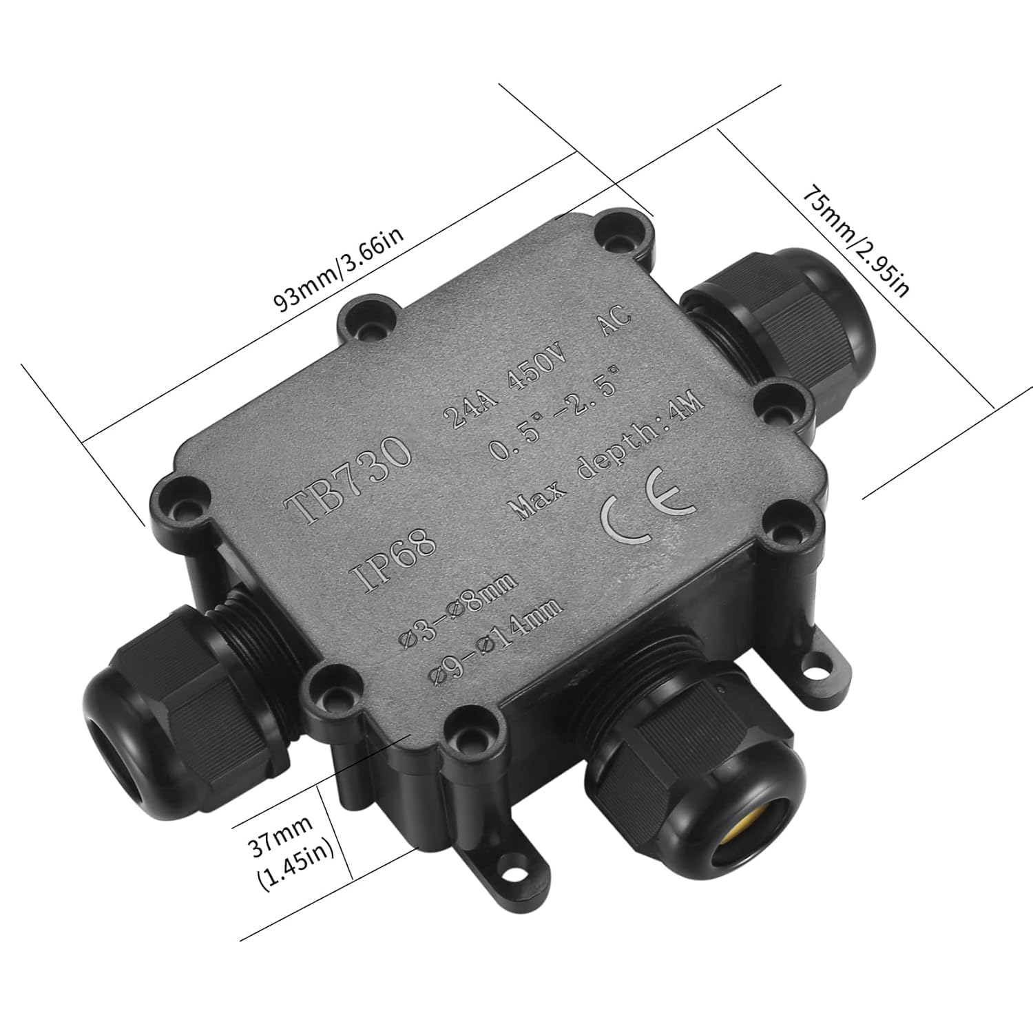 2pcs IP68 waterproof junction box, 3 way outdoor electrical connector, outer sleeve protection box - Image 2