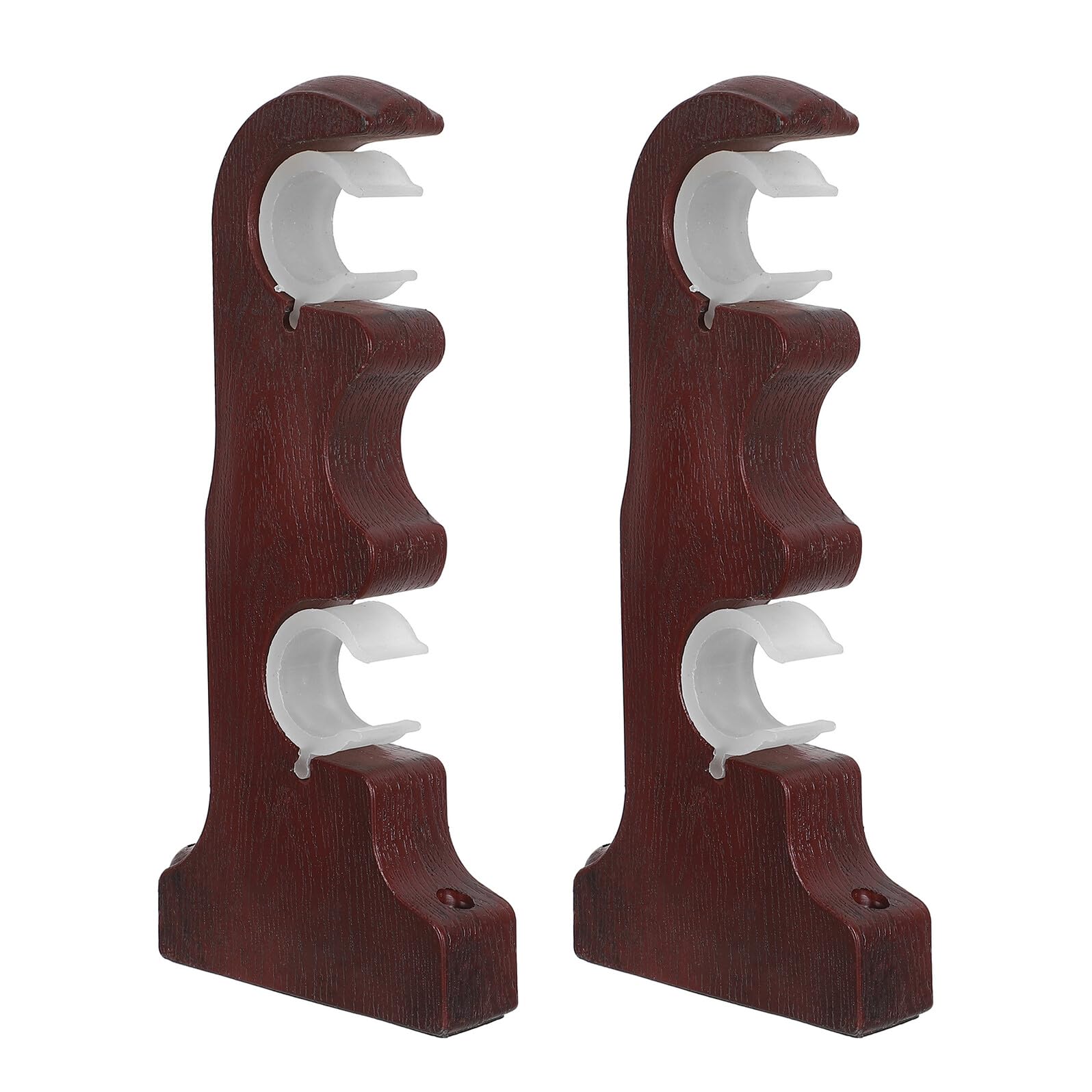 PRETYZOOM Supporti per Aste per Tende Doppie in Legno Rosso, Staffe da Parete Robuste e Facili da Installare, Compatibili Bastoni per Tende per Soggiorno e Camera da Letto,