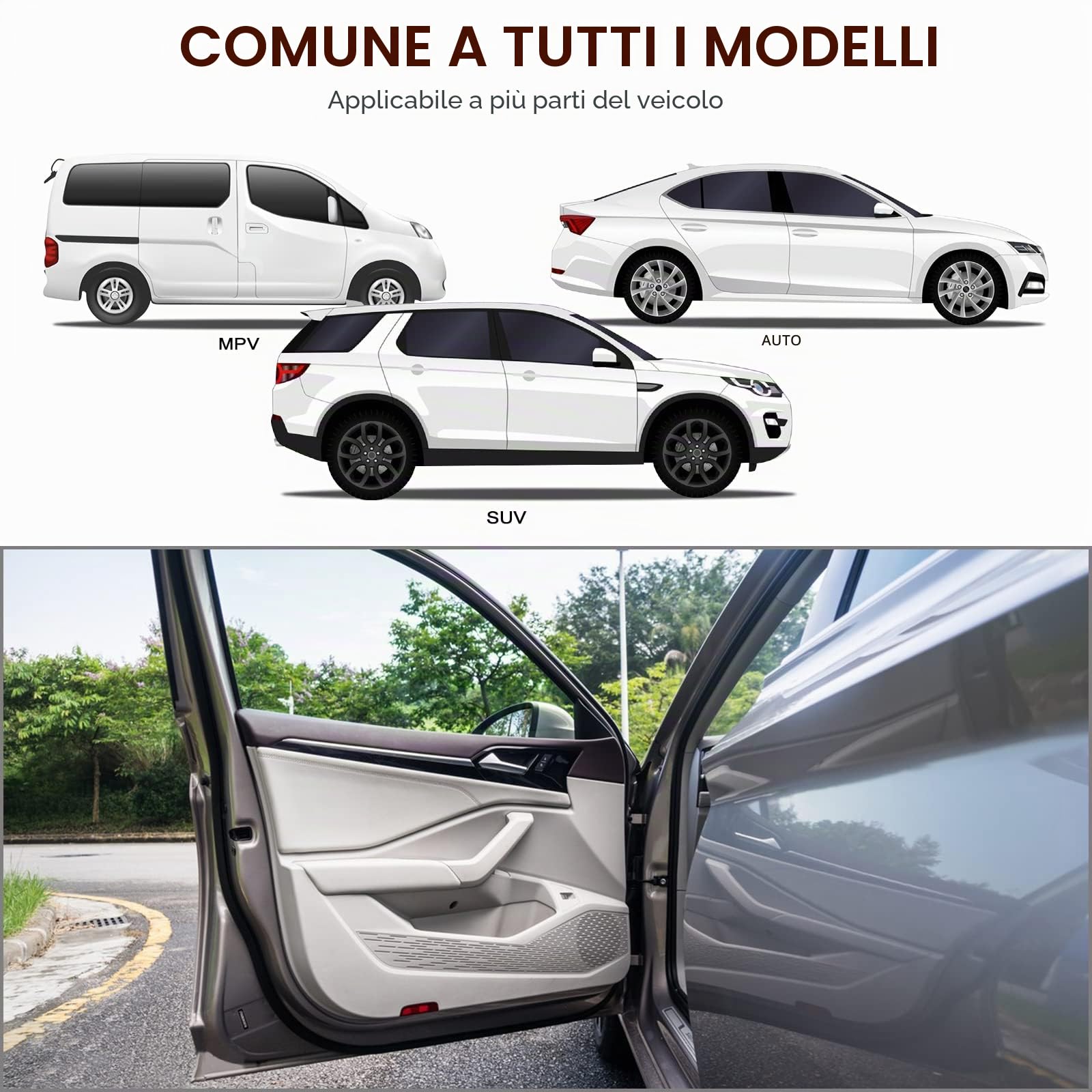 Uootach Protezione Portiera Auto, 10M Paraspigoli auto Anti-perdite, protezione della portiera dell'auto, Paraspigoli in gomma a forma di U, per bagagliaio, cofano (Nero)
