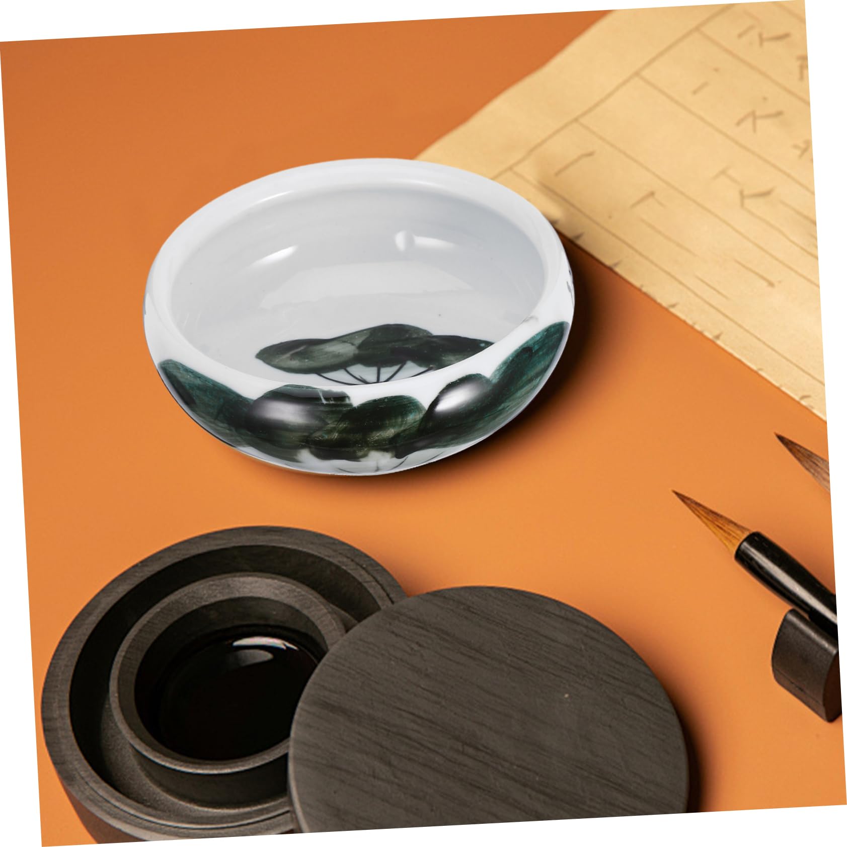 TEHAUX For Dip Pen Ceramic Ink Bowls Ink Brush Tray Brush Pen Rack Ideal For Artists Students