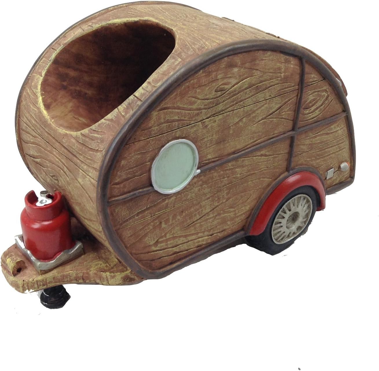 RV Collectibles Woody Teardrop Travel Trailer Wine Bottle Holder, 11-inch, Tabletop Rack