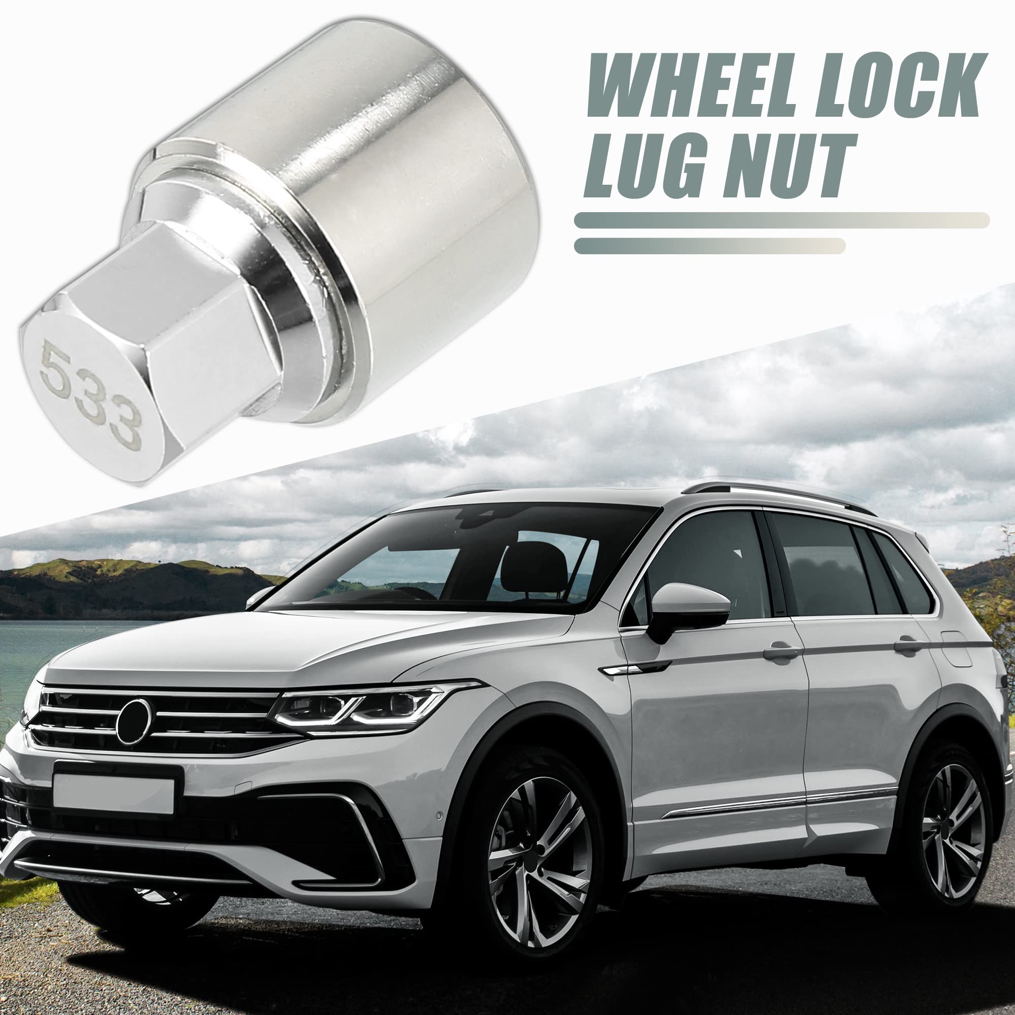 X AUTOHAUX 533 Clé De Démontage Écrou Antivol Roue pour VW Touareg 1pc | Métal, Argenté, 4.1x2.9cm, Diamètre 2.4cm, Pour VW Scirocco, Magotan, Phaeton, Tiguan, Résistant Usure, Antirouille