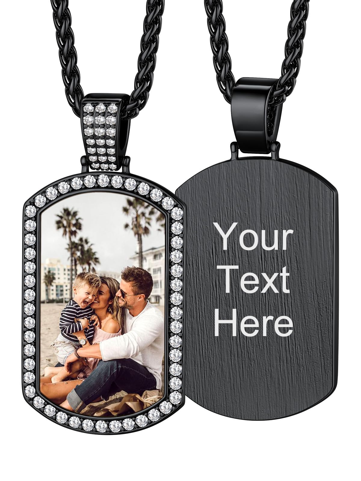 Custom4U Picture Necklace Personalized Photo Circle Chain for Men Women