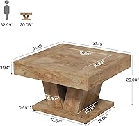 Vista 2 de Tribesigns - Mesa de café cuadrada, mesa de centro de madera para sala de estar, mesa de acento moderna de 31.5" para cóctel y té, natural