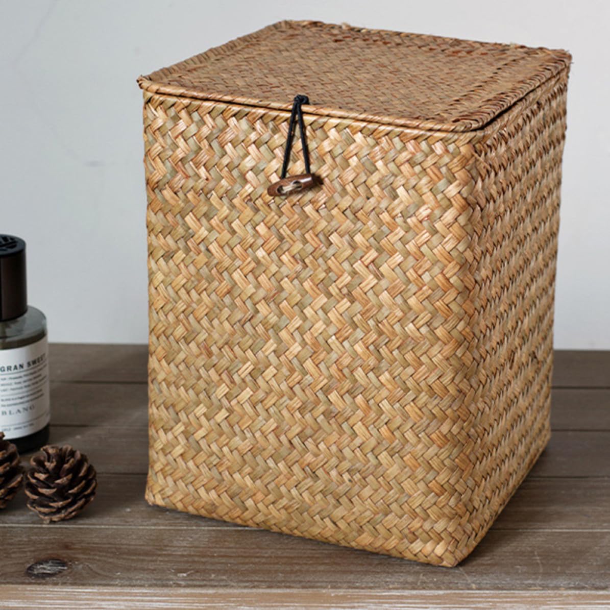 Cesta de Picnic de Paja Grande Tejida para Almacenamiento