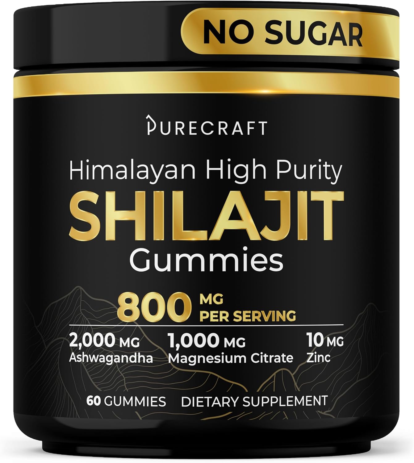 Himalayan Shilajit Gummies 800mg - Magnesium, Ashwagandha, Zinc, Fulvic Acid & 85+ Trace Minerals, Pure, Sugar-Free, Extra Strength, High Absorption, for Men &Women, Non-GMO, 60 Gummies