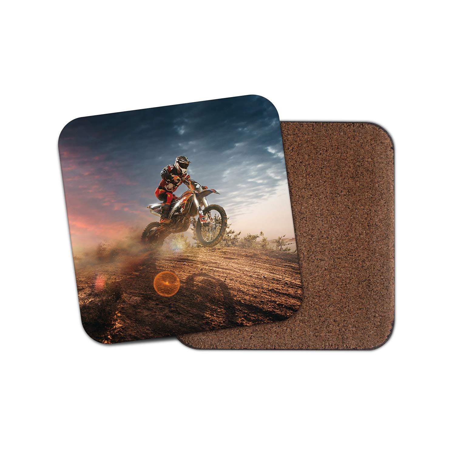 Destinationvinyl Multicolor 1 X Motocross Dirt Bike Coaster - Motorbike Dad Brother Fun Sports #8761
