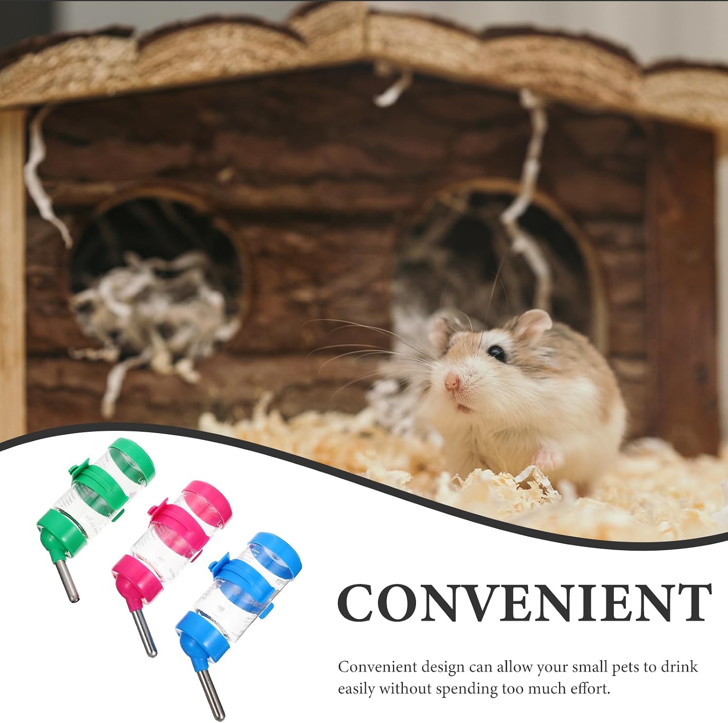 3 Pcs Hamsters Water Bottle - Automatic No Drip Hanging Drinking Dispenser, Small Animals Water Feeder Drinking Fountain for Guinea Pig Squirrel Rabbit Dwarf Gerbil Chinchilla