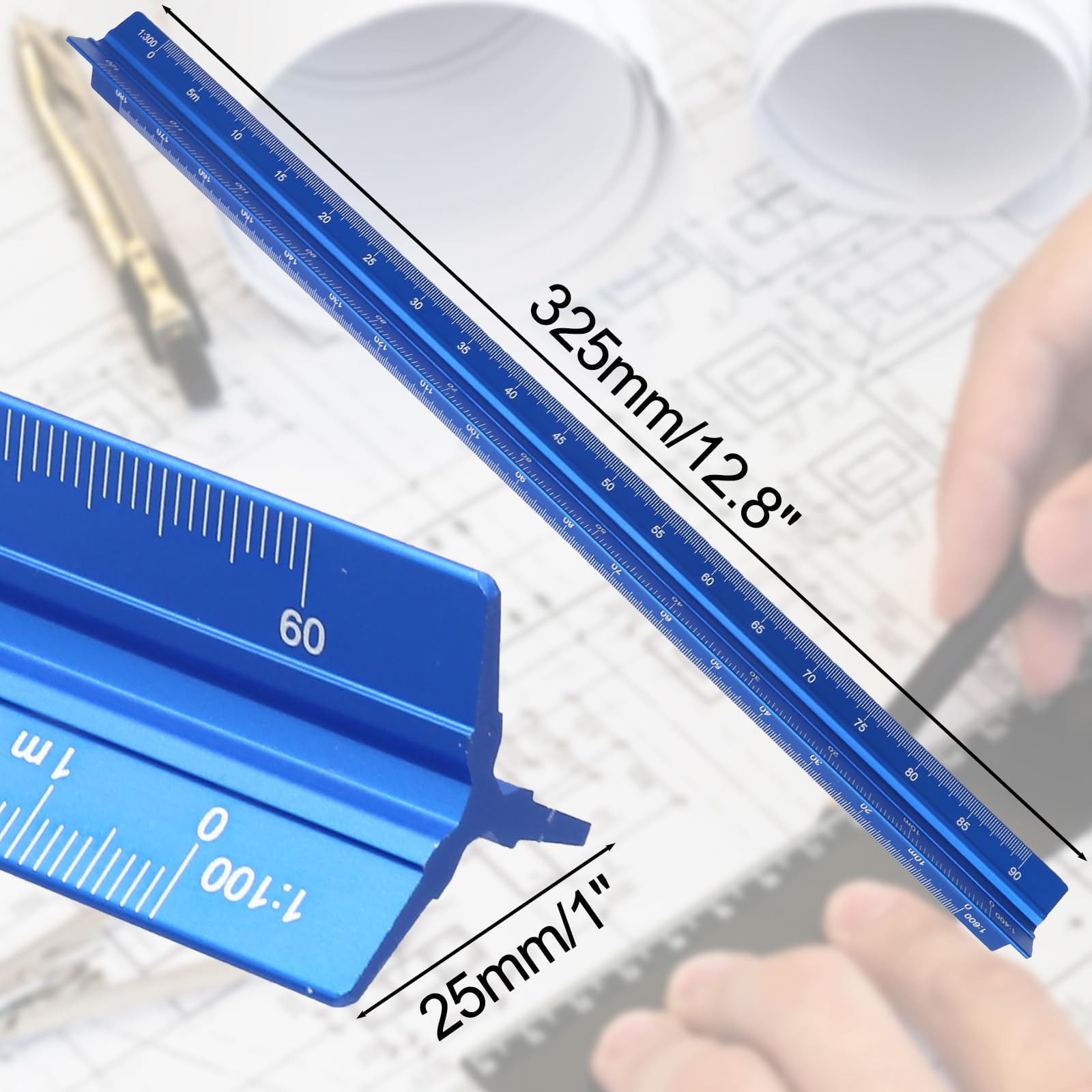 Snapklik.com : Kyuionty Metric Engineer Scale Ruler 12 Inch, Aluminum ...
