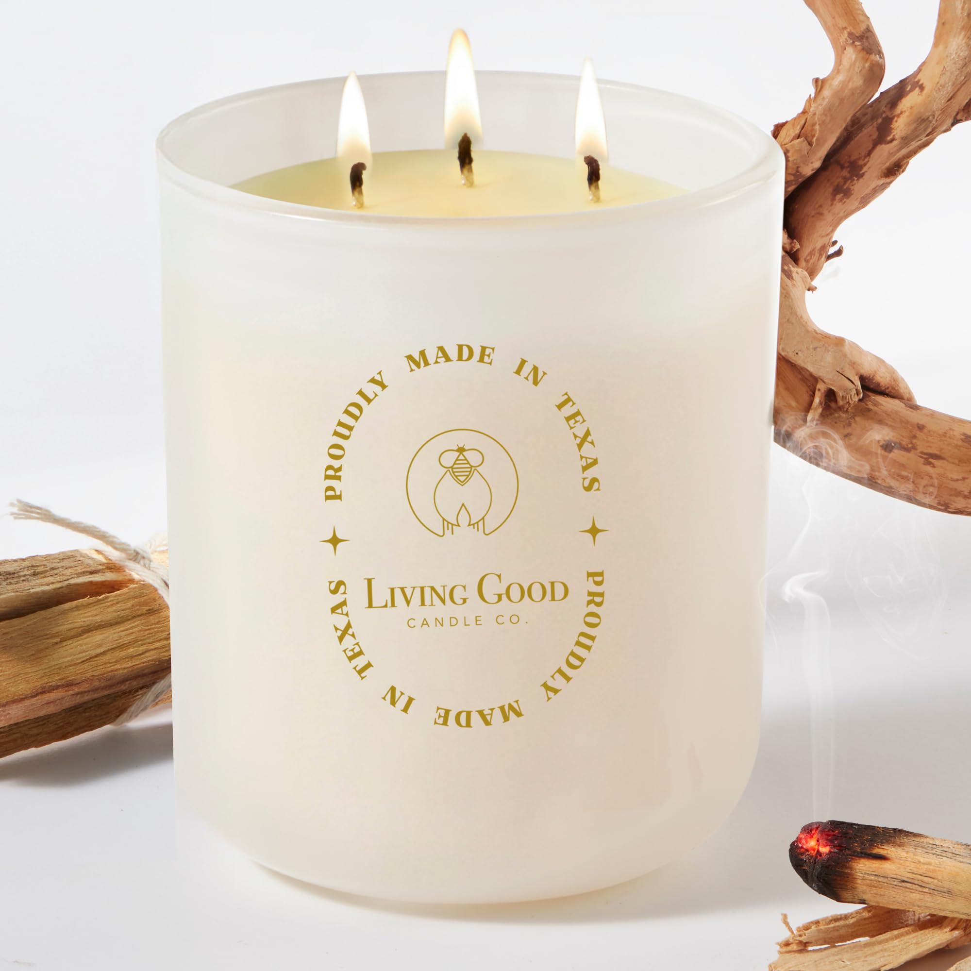 Palo Santo słoik na świecę z czystego wosku pszczelego, 90 godzin palenia, klasycznie zaprojektowane, nietoksyczne świece zapachowe do dekoracji domu i aromaterapii, łagodzące stres i lęk, z